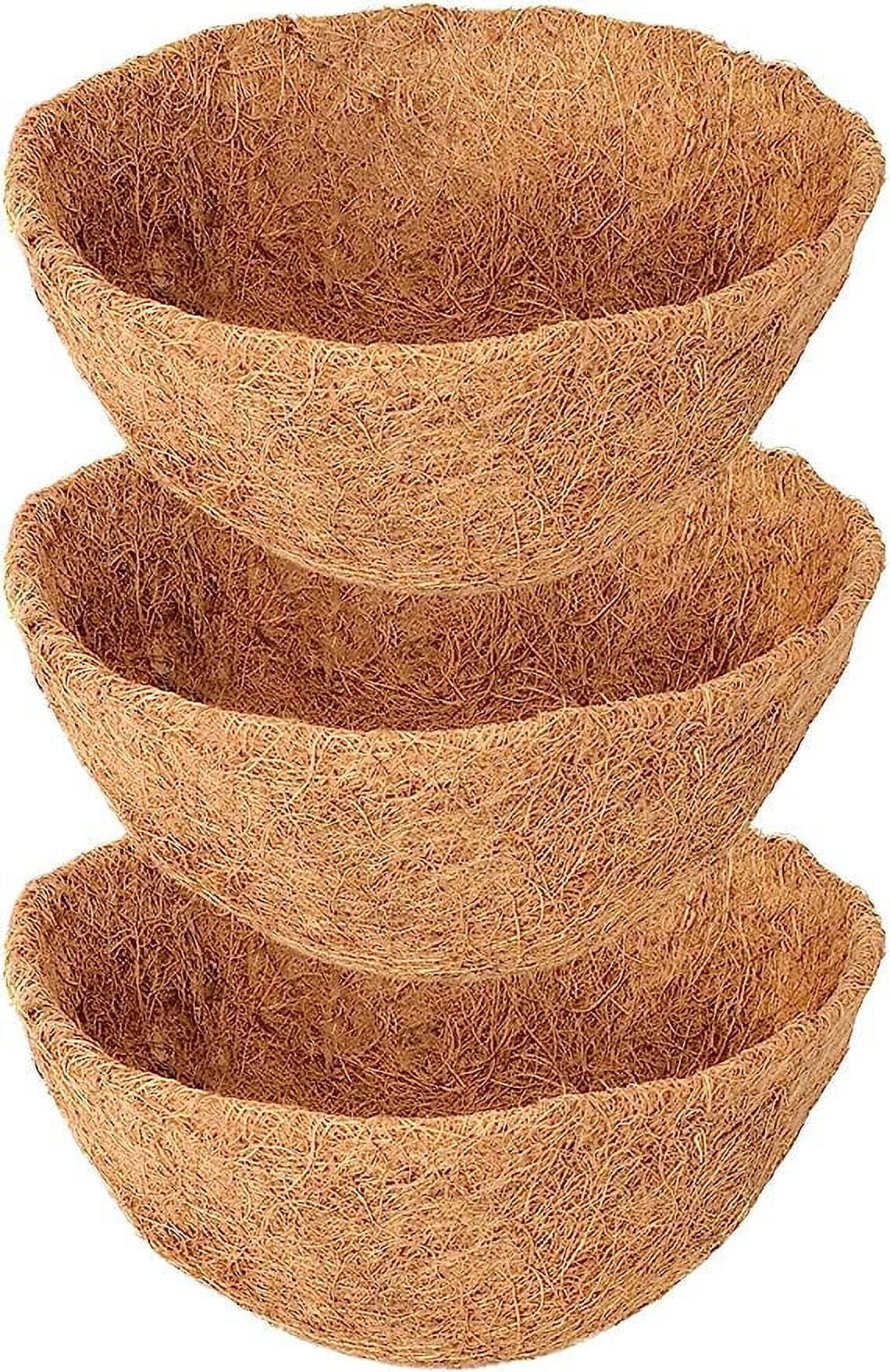 NAMZI 3 Pack 16 Inch Hanging Basket Coco Liners Replacement, 100% Natural Round Coconut Coco Fiber Planter Basket Liners for Hanging Basket Flowers/Vegetables