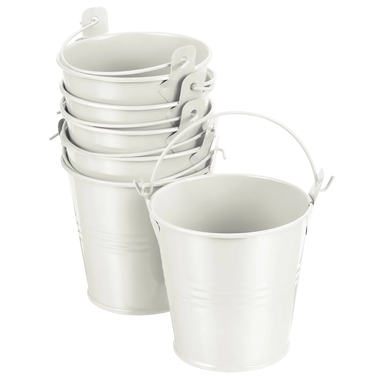 Uxcell Small Metal Bucket Colorful Metal Succulents Pot Basket Party Decorative Pails Beige 6 Pack