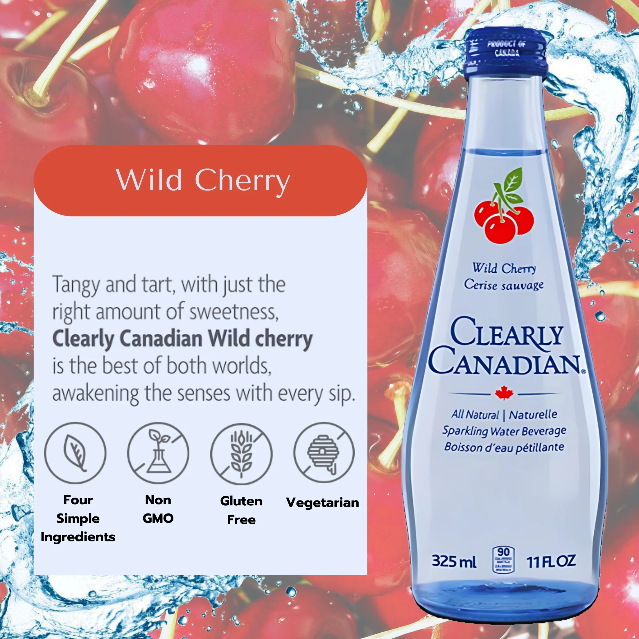 (12) Clearly Canadian Sparkling Water Beverage, 11 Fl oz Variety Pack Naturally Flavored Drinks 3 Bottles Each Mountain Blackberry Country Raspberry Orchard Peach Wild Cherry & CUSTOM Storage Carrier
