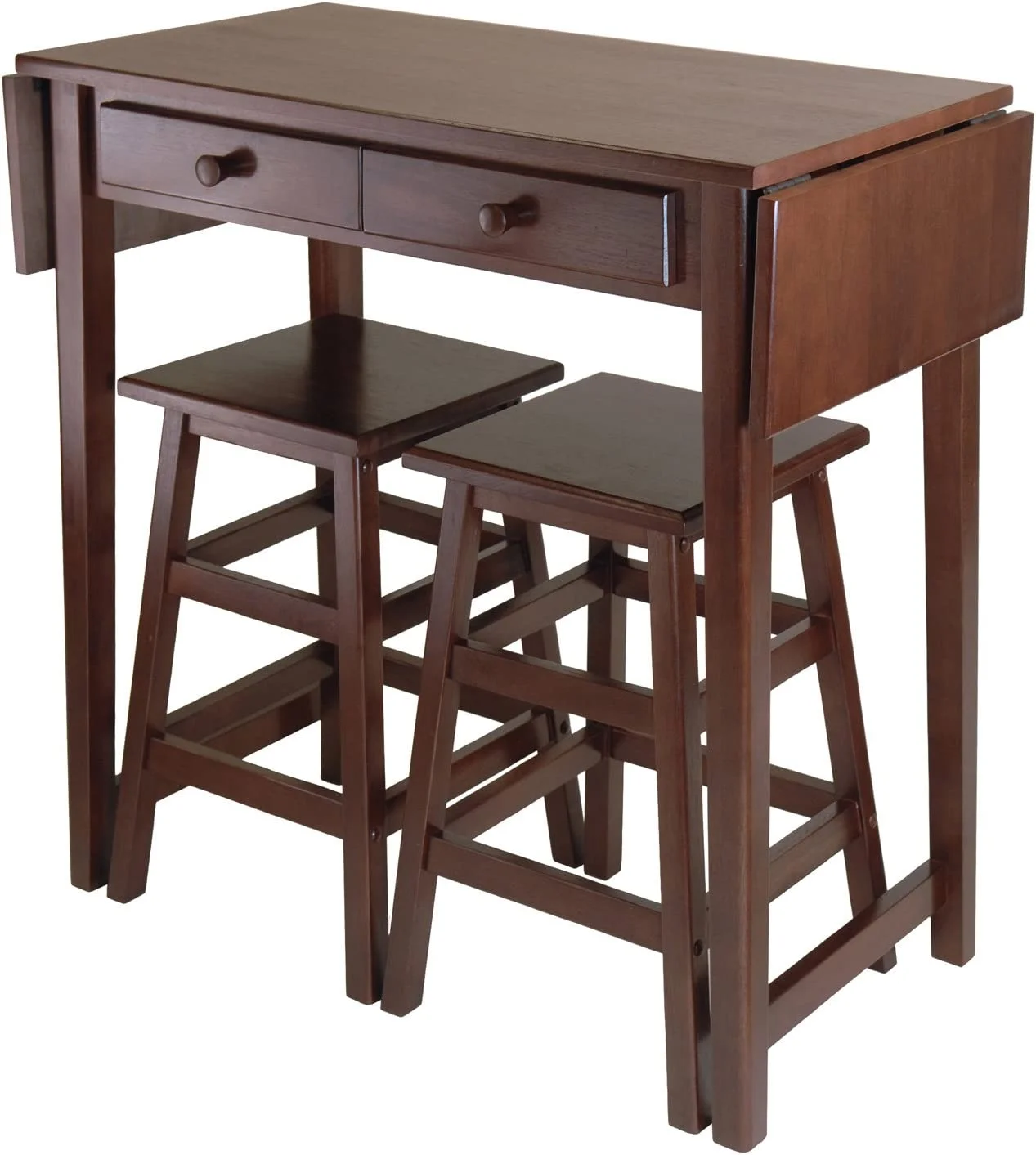 YFbiubiulife Mercer 33.86 x 49.76 x 18.48-Inch Wood Double Drop Leaf Table With 2 Stool  Cappuccino (40338)