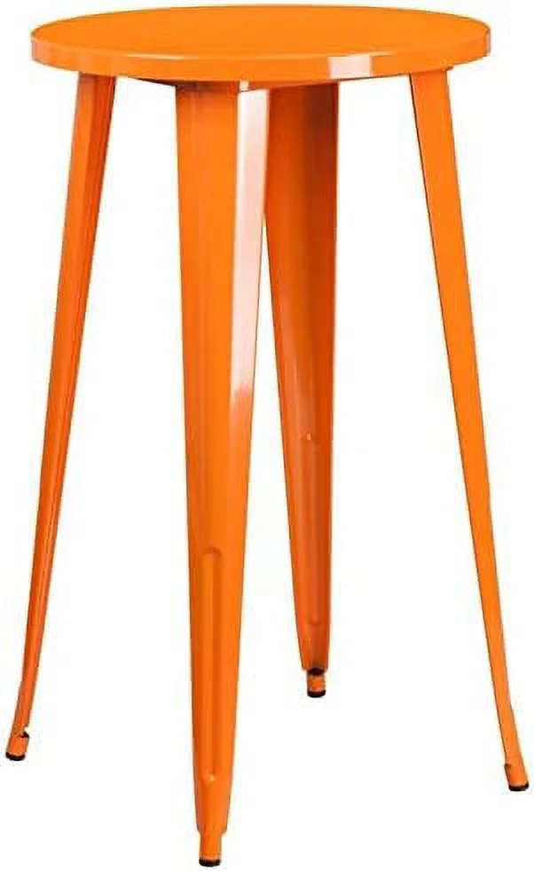 Bowery Hill Metal Patio Bistro Table in Orange