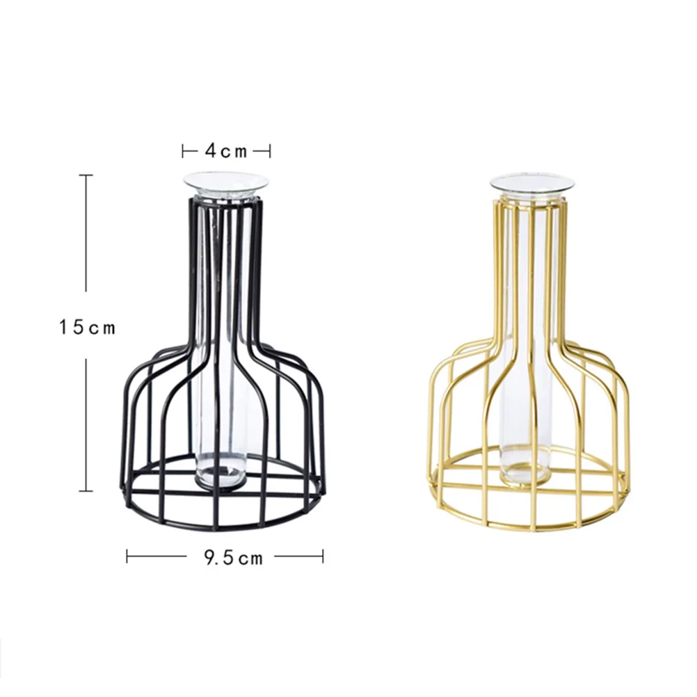 Transparent Modern Flower Plant Container Creative Terrarium Ceometric Shape Flowerpot for Room Home Wedding Decor(Black)