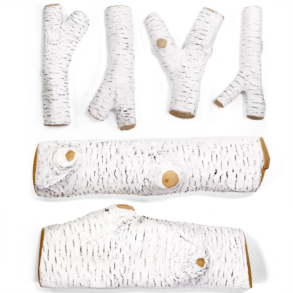 White Modern Fake Fireplace Fire Log Set