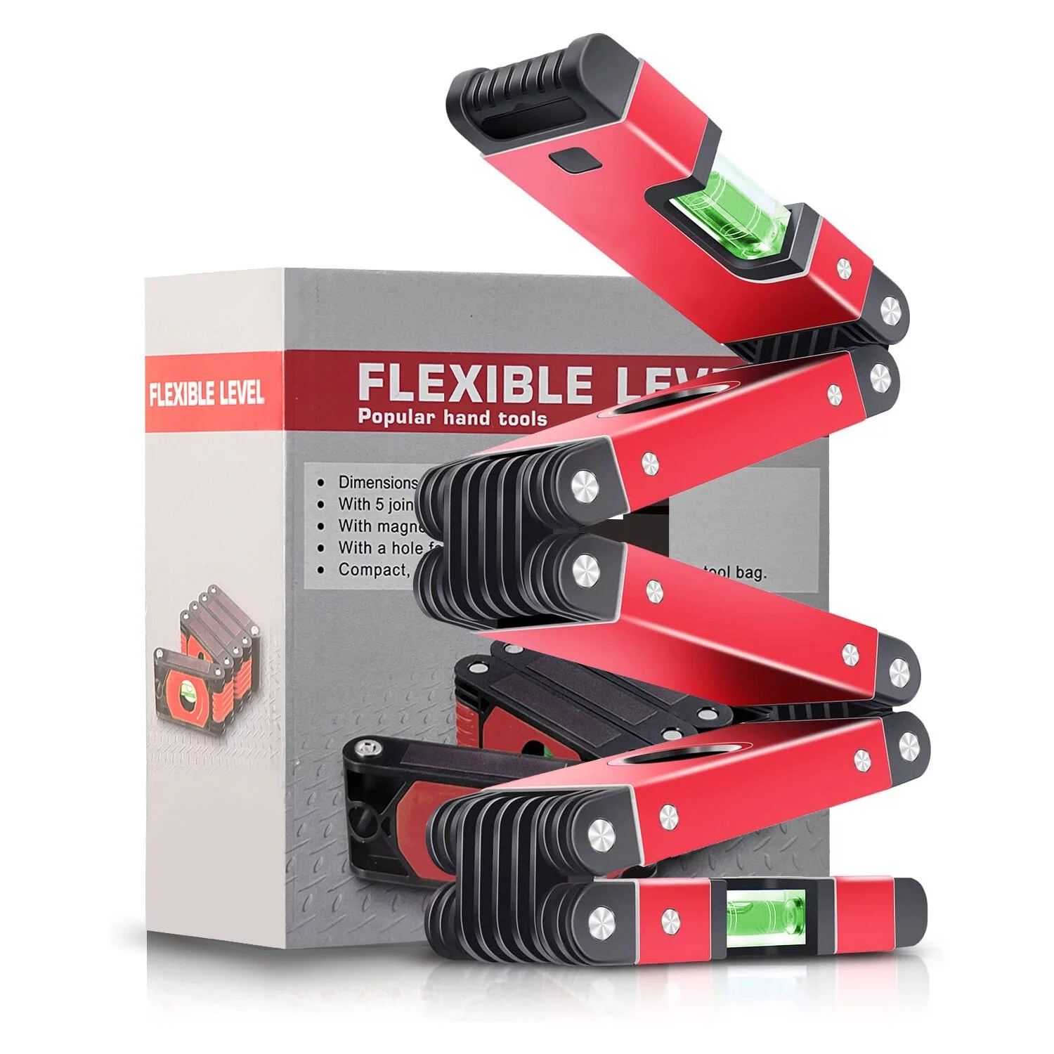 Hanru Foldable Level, 24 Inch Multi-Angle Measurement Woodworking Tools with 4 Easy-Read Level Bubbles 45°/90°/180°, ABS, Angle Line Leveling for Craftsman Woodworker, Various Corners Stairs