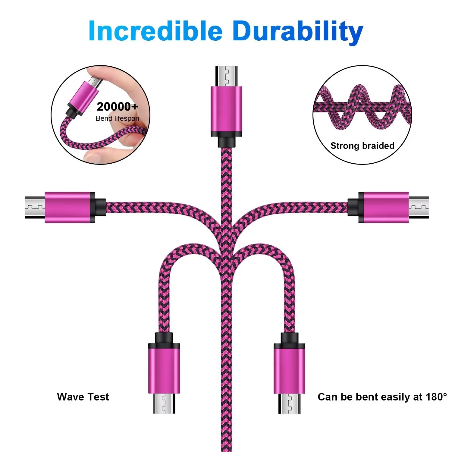 USB Charger Block,FiveBox 1pc 1A USB Wall Charger Block with 1pc USB A to Micro USB Cable 6ft Android Charger Cable USB Charging Cable USB Brick Phone Charger Box USB Plug Fast Charging Block,Rose