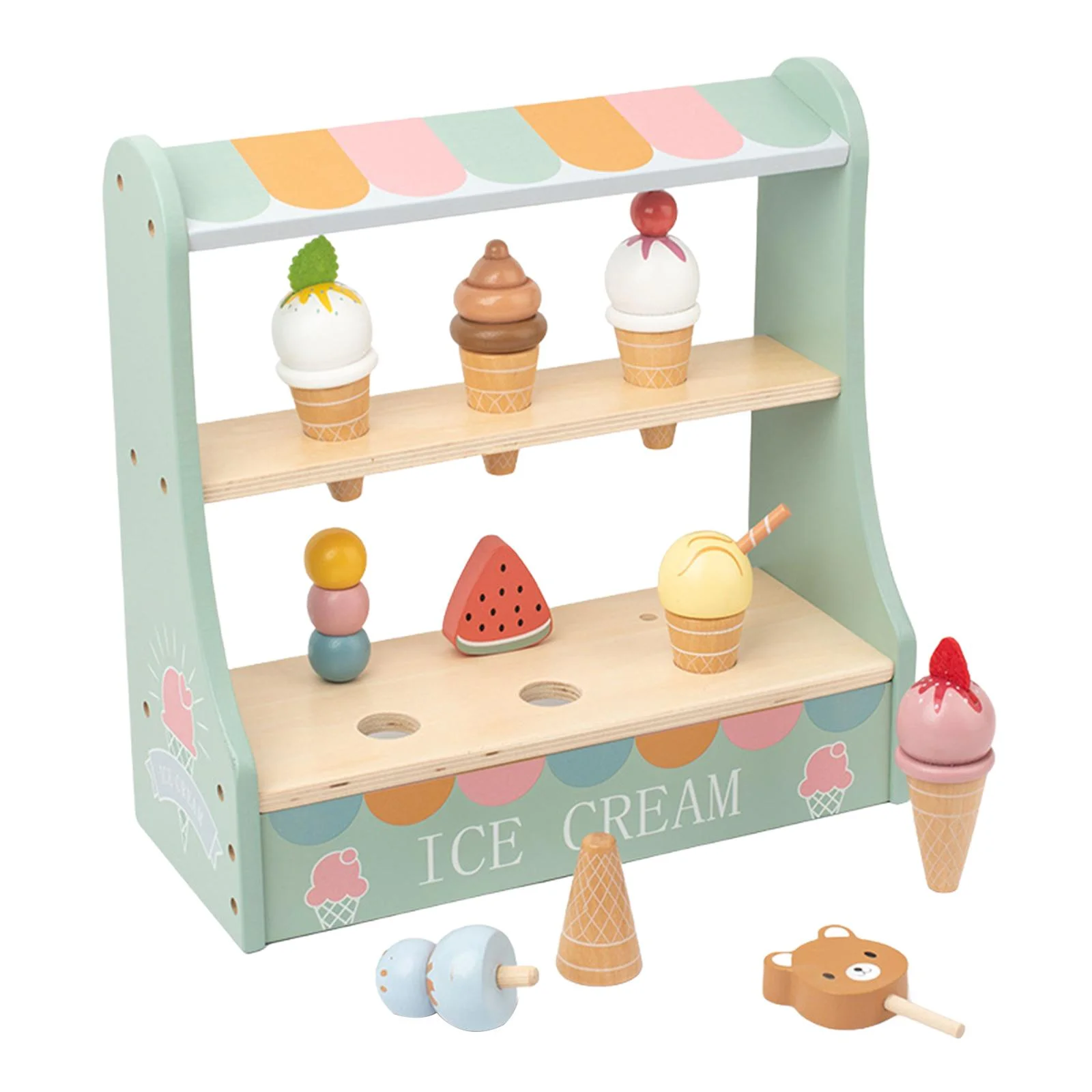 Almencla Ice Cream Toy Set, Portable Parent-Child Interactive Toy, Montessori Role Playing Game for Home, Kindergarten, Girls And Boys
