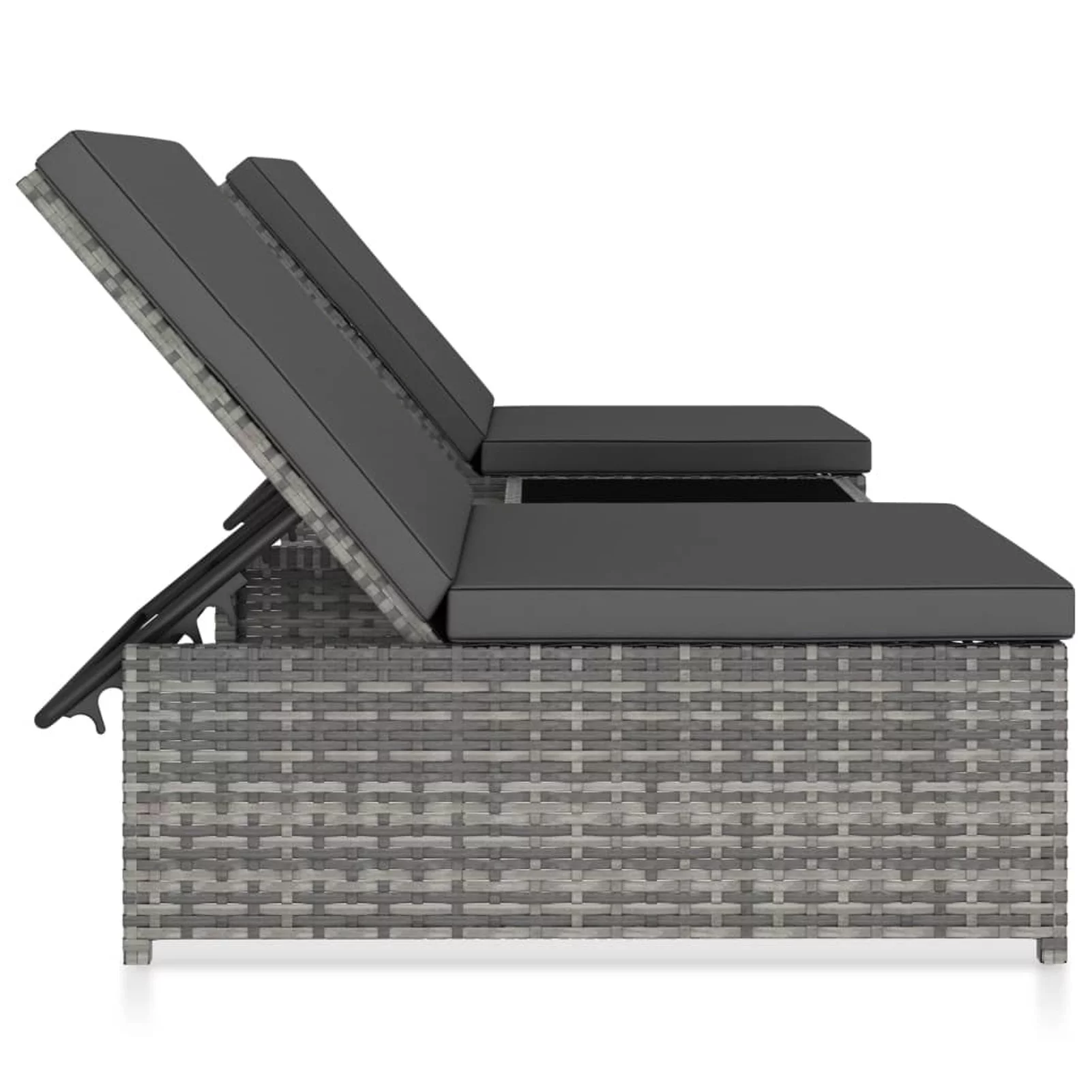 Suzicca Sun Loungers 2 pcs with Table Poly Rattan Gray