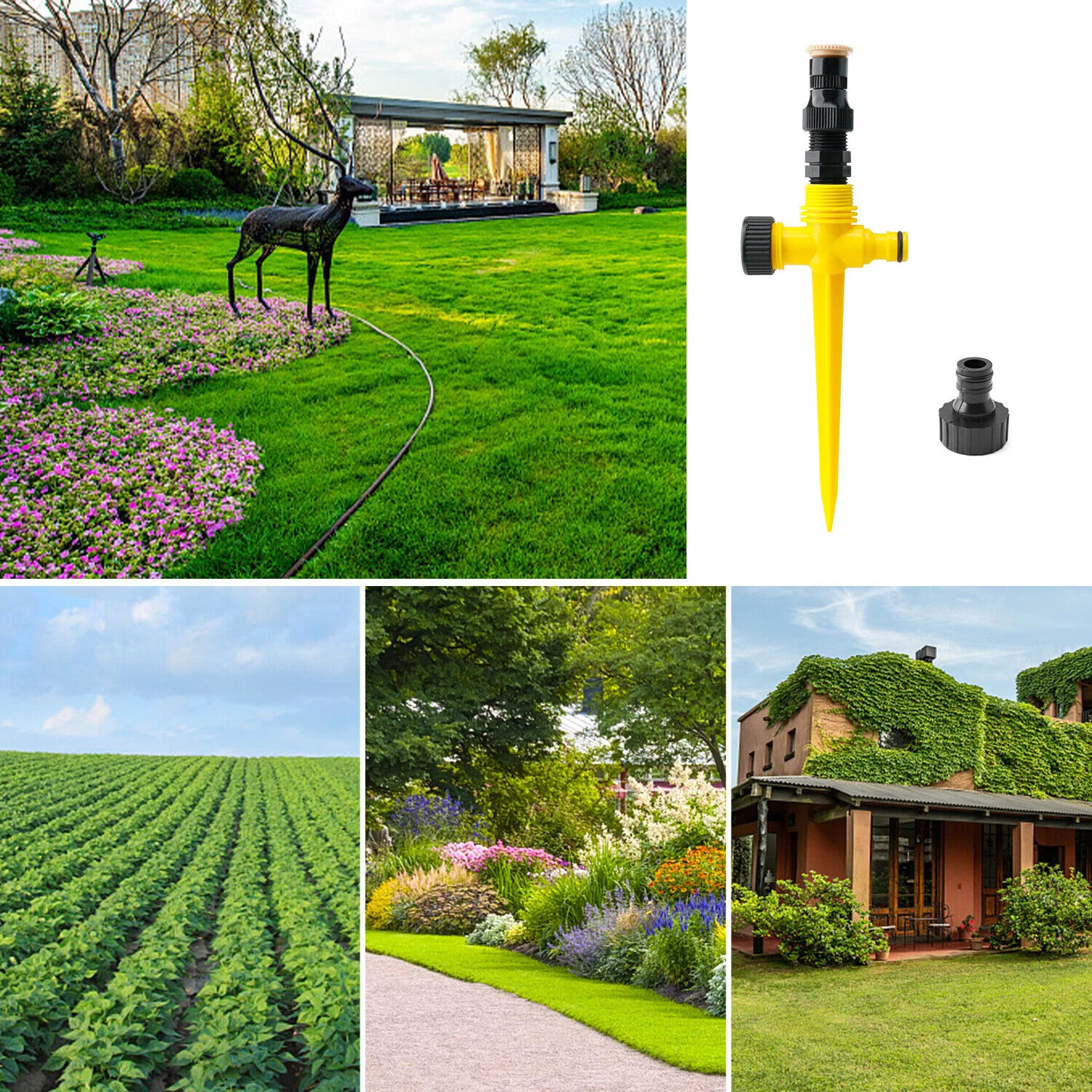 10X 360° Lawn Sprinklers Garden Grass Automatic Watering Spray Irrigation System