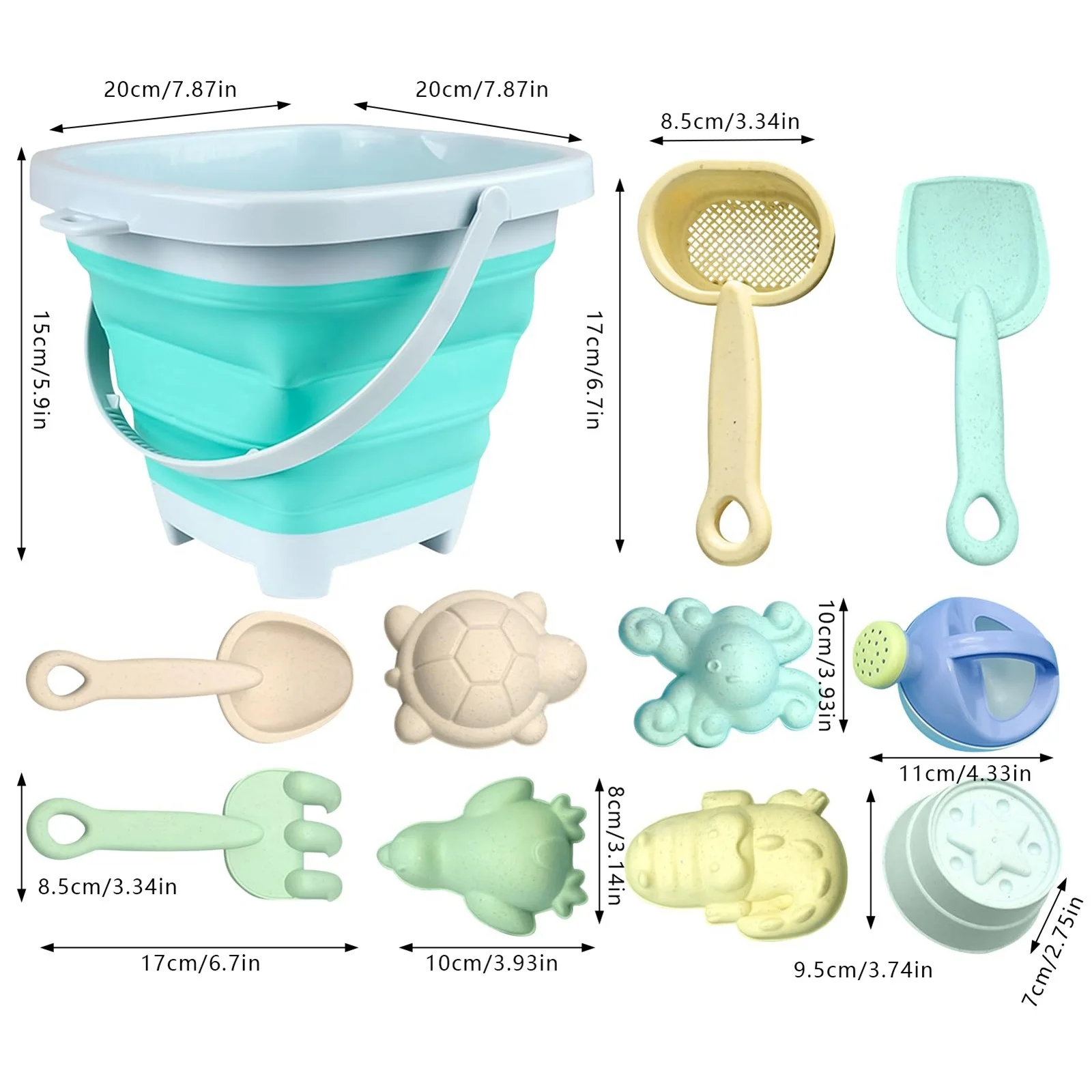 HALJEN Beach Toys for Kids Ages 8-12 Bulk Beach Toy Set New Water Play Beach Folding Bucket Sand Digging Shovel Children'S Beach Sand Playing Tool Set