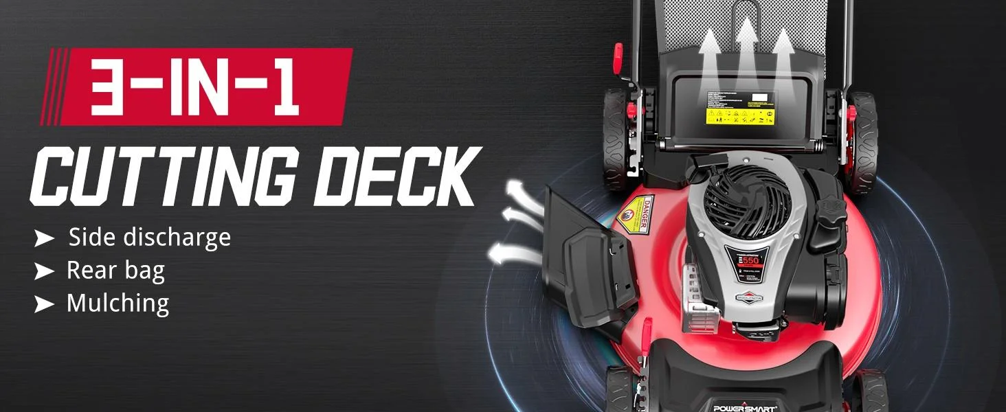 PowerSmart Self-Propelled Gas Powered 22 inches 3-in-1 Lawn Mower with 140cc B&S Engine