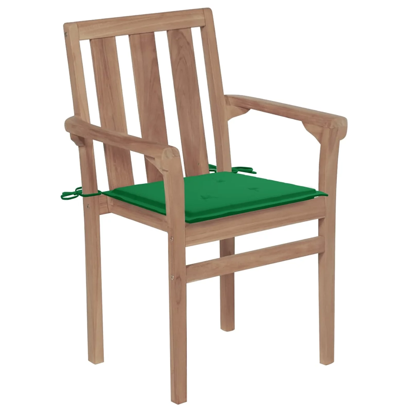 walmeck Stackable Patio Chairs with Cushions 6 pcs Solid Teak Wood