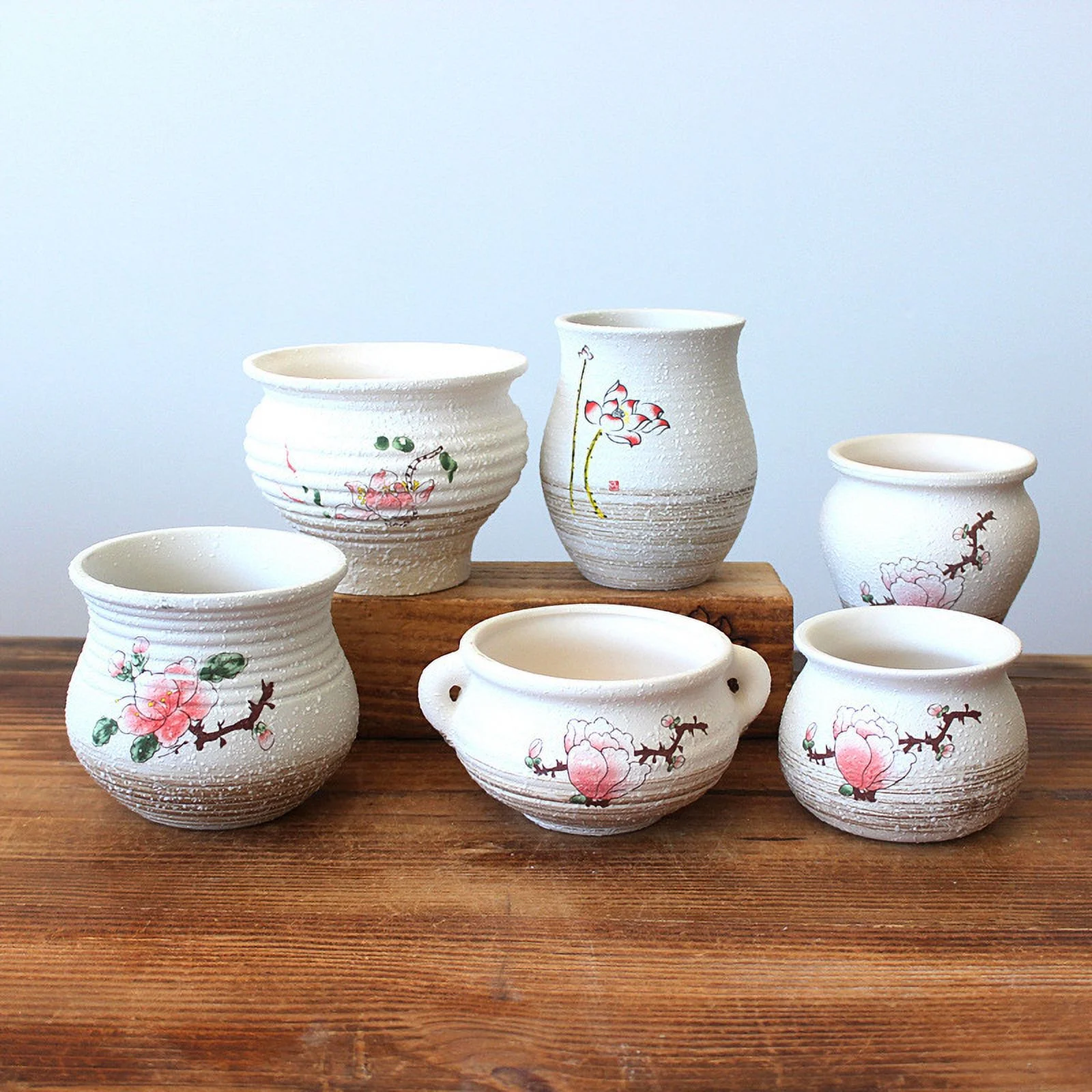 Snowflake Glaze Ceramic Succulent Planter - Hand-painted Porous Pottery for Airy Planting