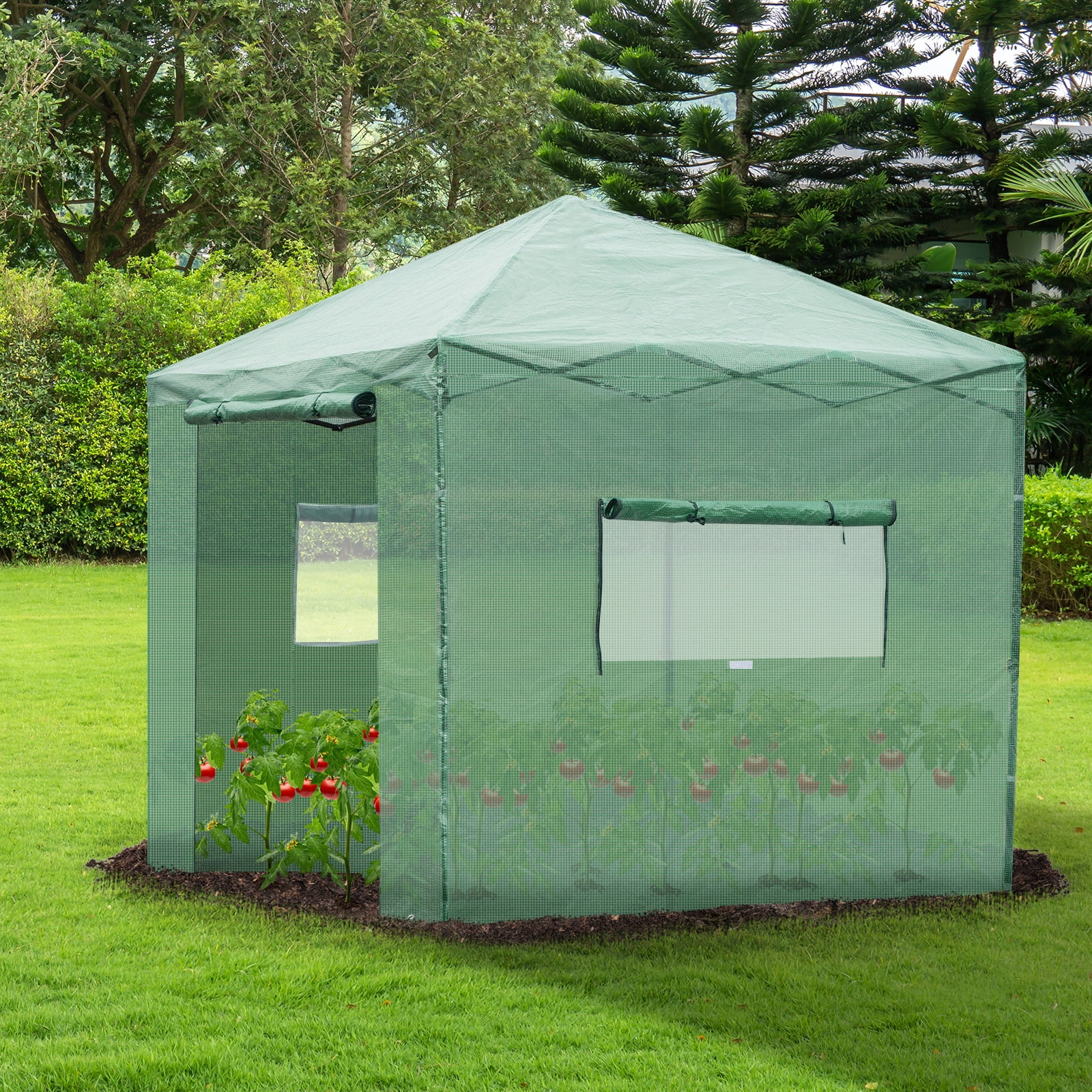 8x6ft Foldable Greenhouse with Plastic Sprayed Iron Pipe and PE Mesh, Green - Easy Assembly, Sturdy Construction, Portable - Ideal for Garden Enthusiasts and Small Spaces