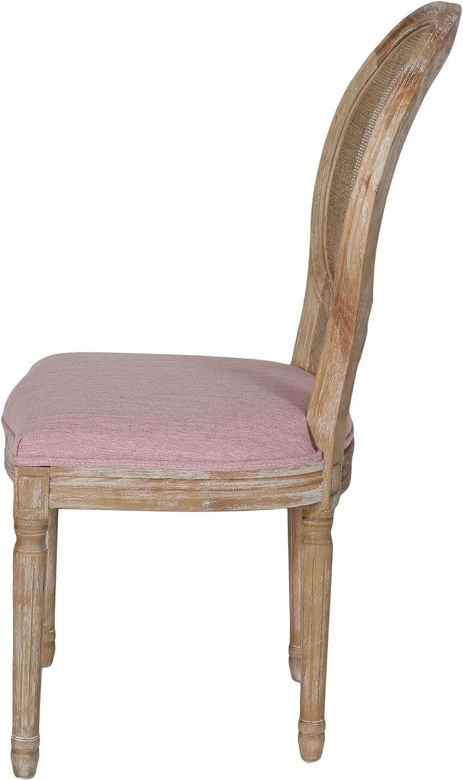 Camilo Wooden Dining Chair With Wicker And Fabric Seating (Set Of 2), Light Blush And Natural