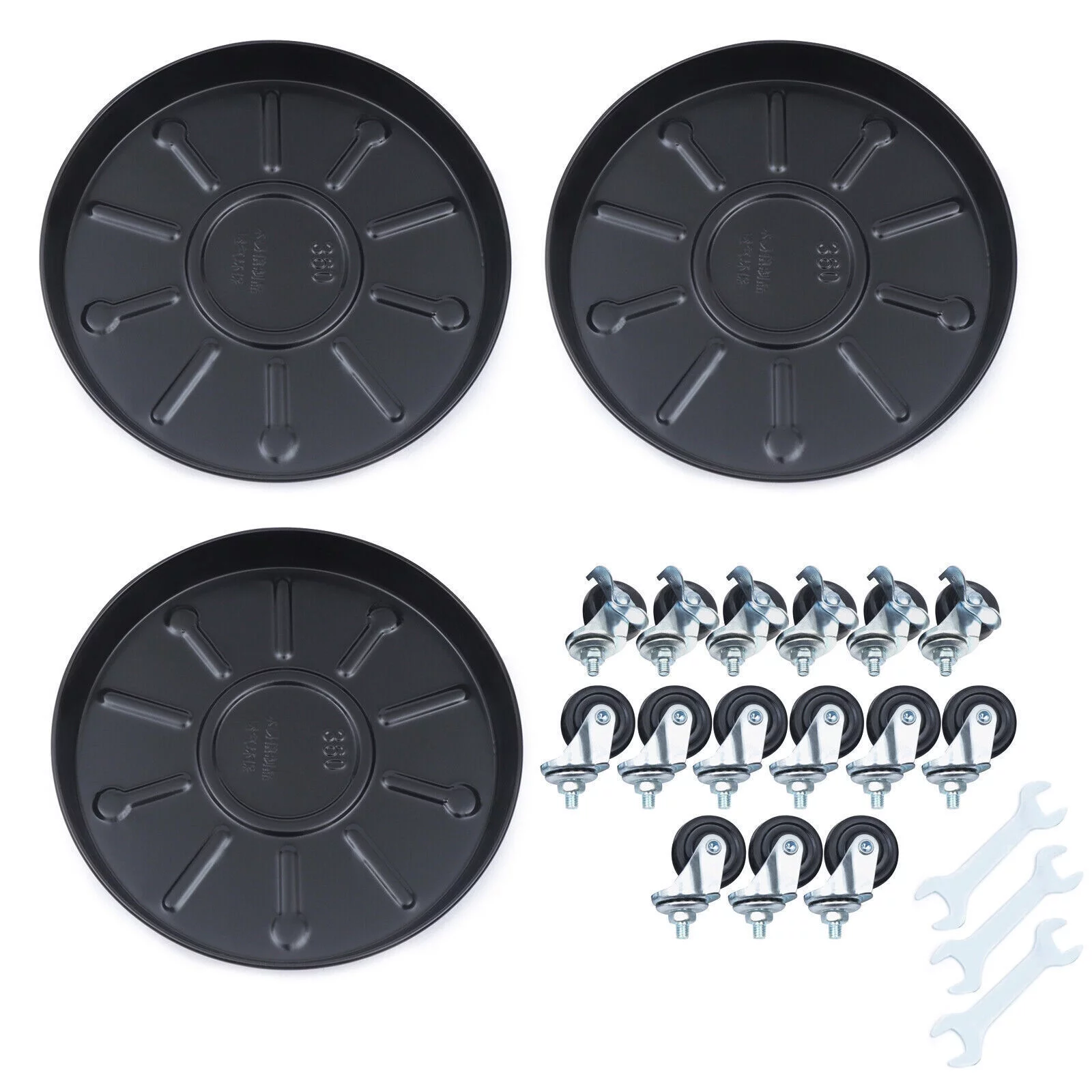 Black 3-Pack Movable Plant Caddy + Wheels Plant Dolly Rolling Flower Pot