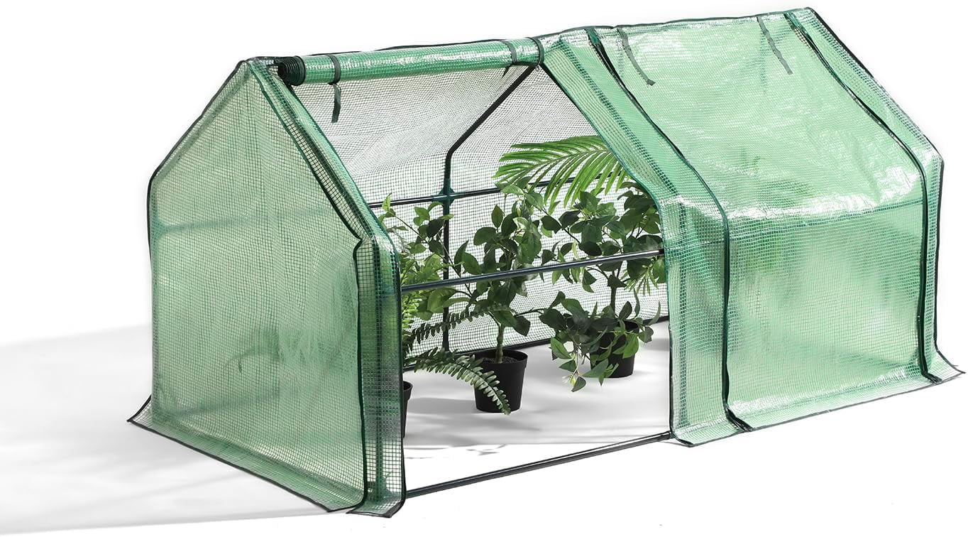 Portable Mini Cloche Greenhouse with Elevated Bottom, Reinforced High Light Transmission, Waterproof UV-Resistant Hot House for Indoor Outdoor Use, 71