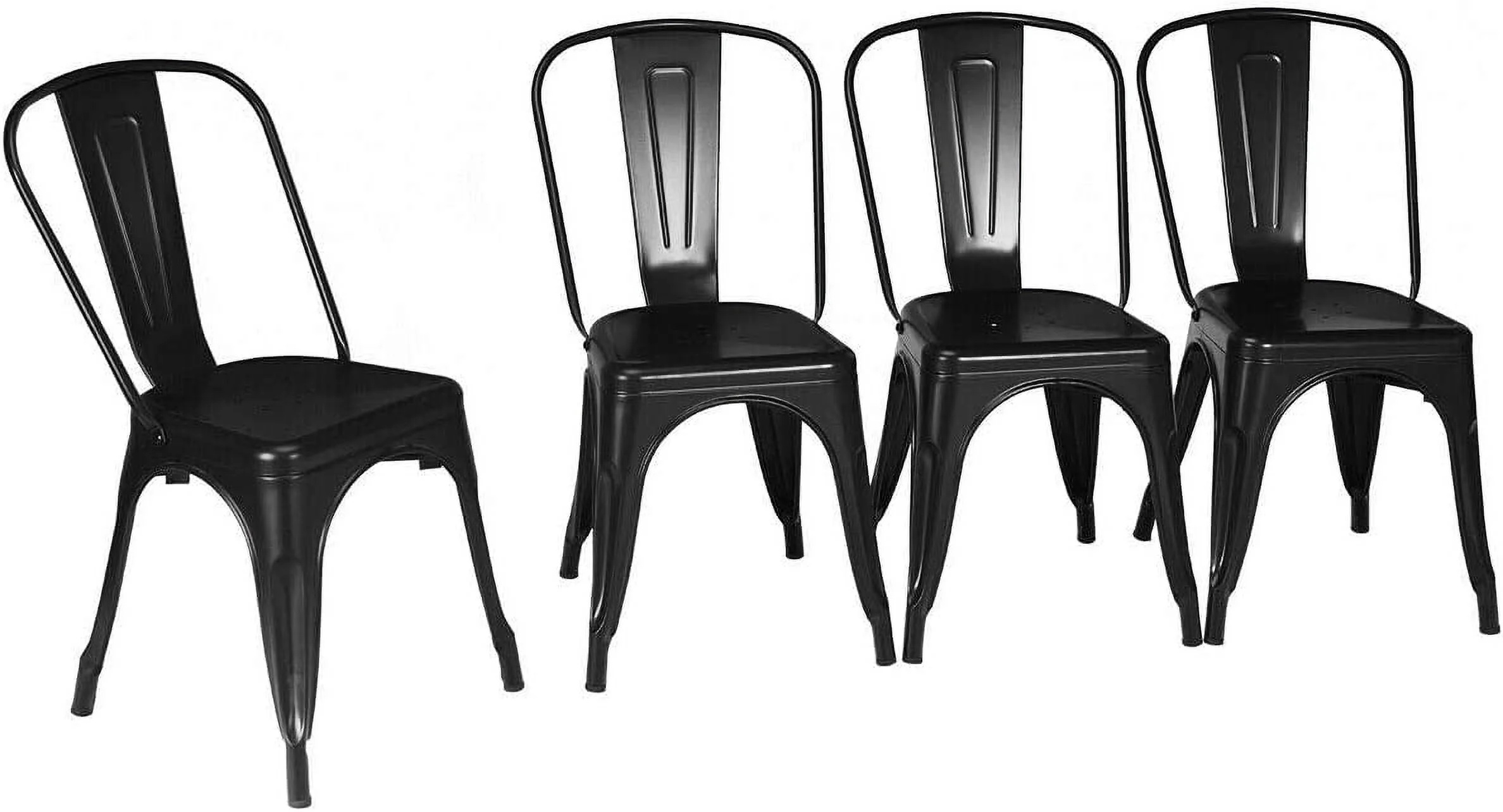 HBROLJF Vintage Metal Dining Chairs  Industrial Stackable Cafe Side Chair with Wood Seat & Backrest for Bistro  Kitchen  Set of 4  Grey