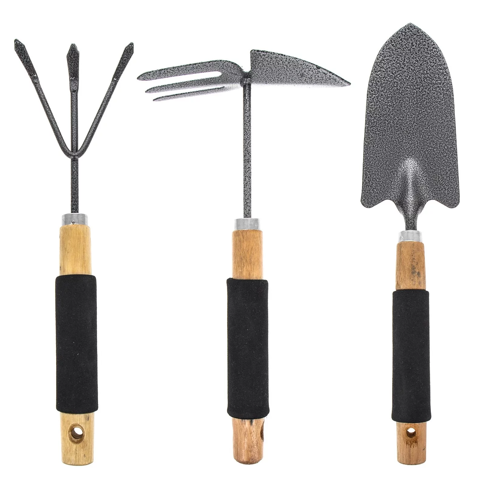 ToolTreaux 3pc Handheld Gardening Tools Set Rake Hoe Shovel Garden Supplies