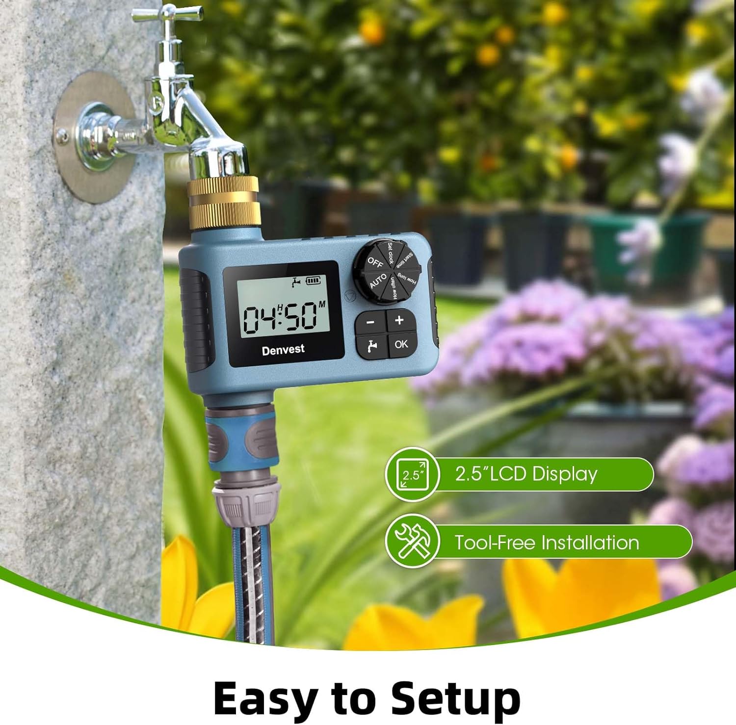 Hose Timer  Water Timer for Garden Hose Faucet  Sprinkler Timer Outdoor  Irrigation Timer with Rain Delay/Manual for Garden/Outdoor Hose  Yard  Lawns  1 Outlet