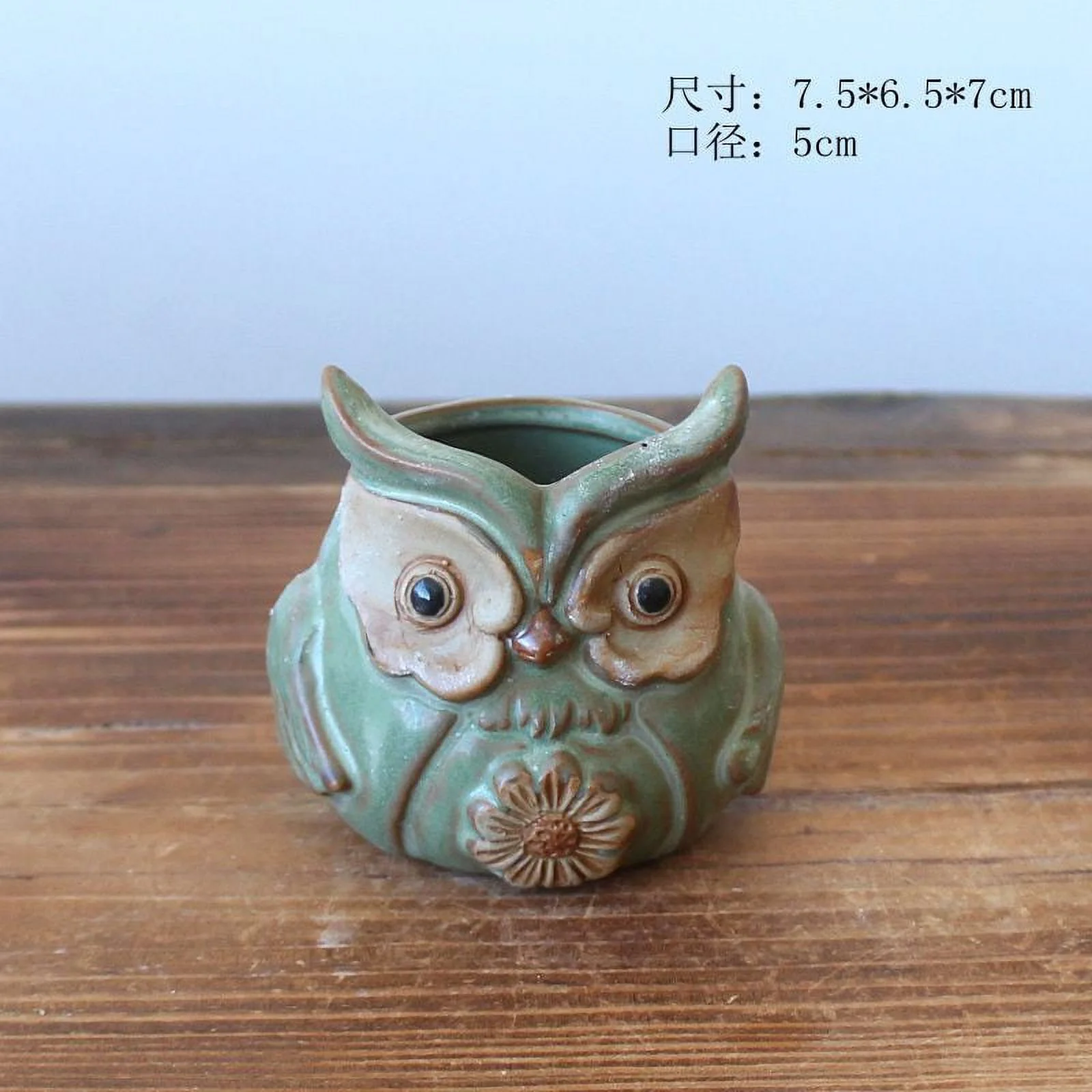 Kiln-Fired Glazed Ceramic Owl Succulent Planter - Succulent Thumb Pot - Small Succulent Plant Pot