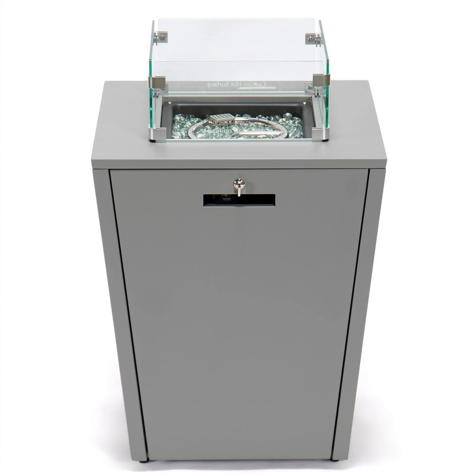 Afuera Living Modern Aluminium Gas Fire Pit Table 55000 BTU With Lid in Gray