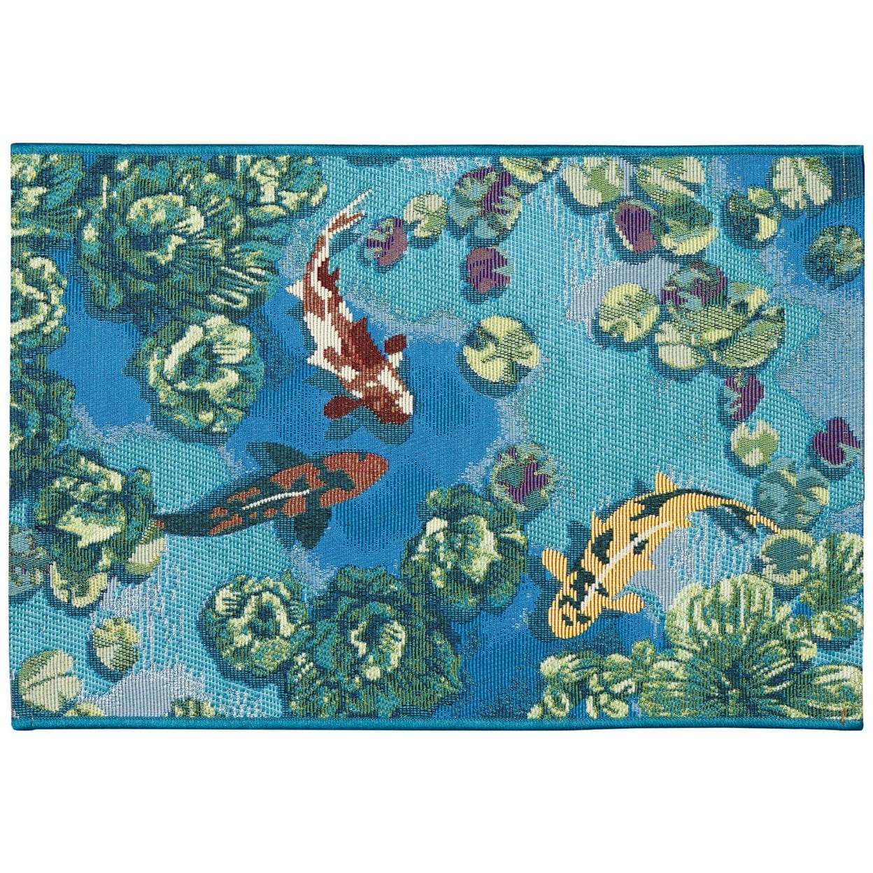 Liora Manne Esencia Koi Pond Indoor Outdoor Mat Aqua