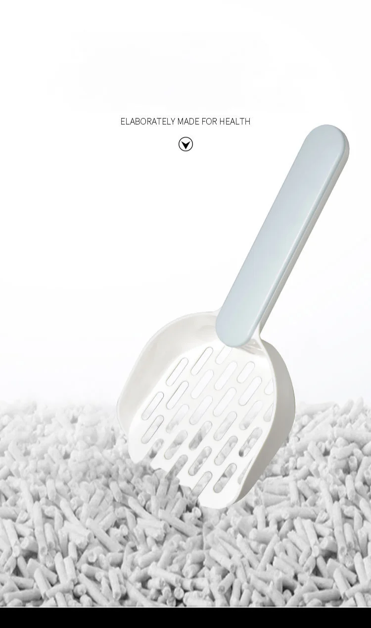 Cat litter spoon puppy garbage cleaning sieve shovel bag clip spoon（cat litter shovel white blue）