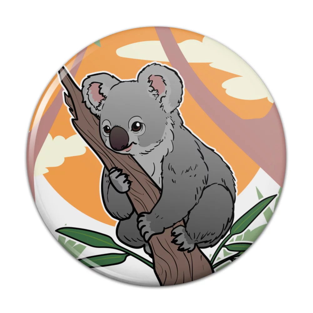 Koala Resting on Eucalyptus Tree Pinback Button Pin