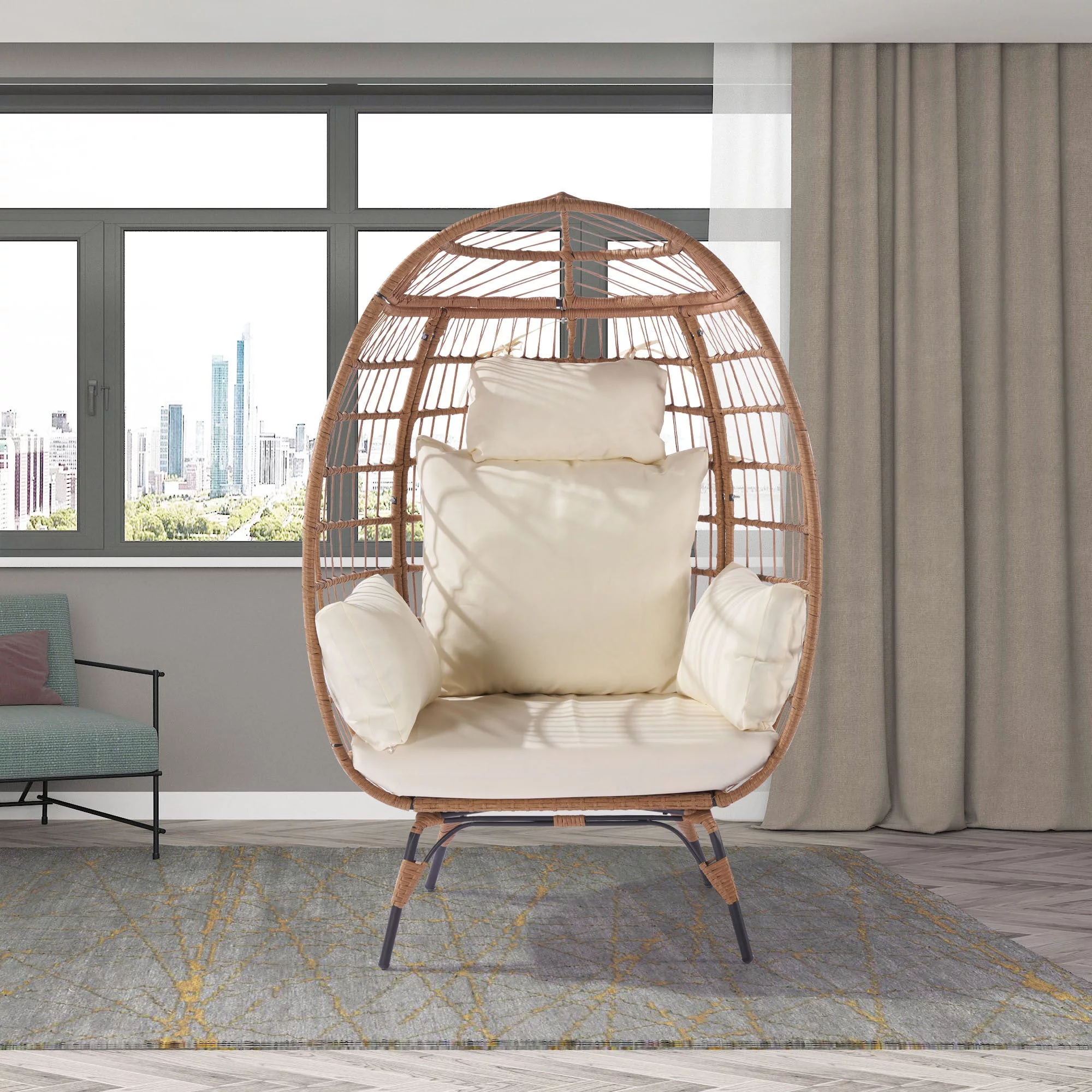 Opal Patio Wicker Egg Chair - Beige