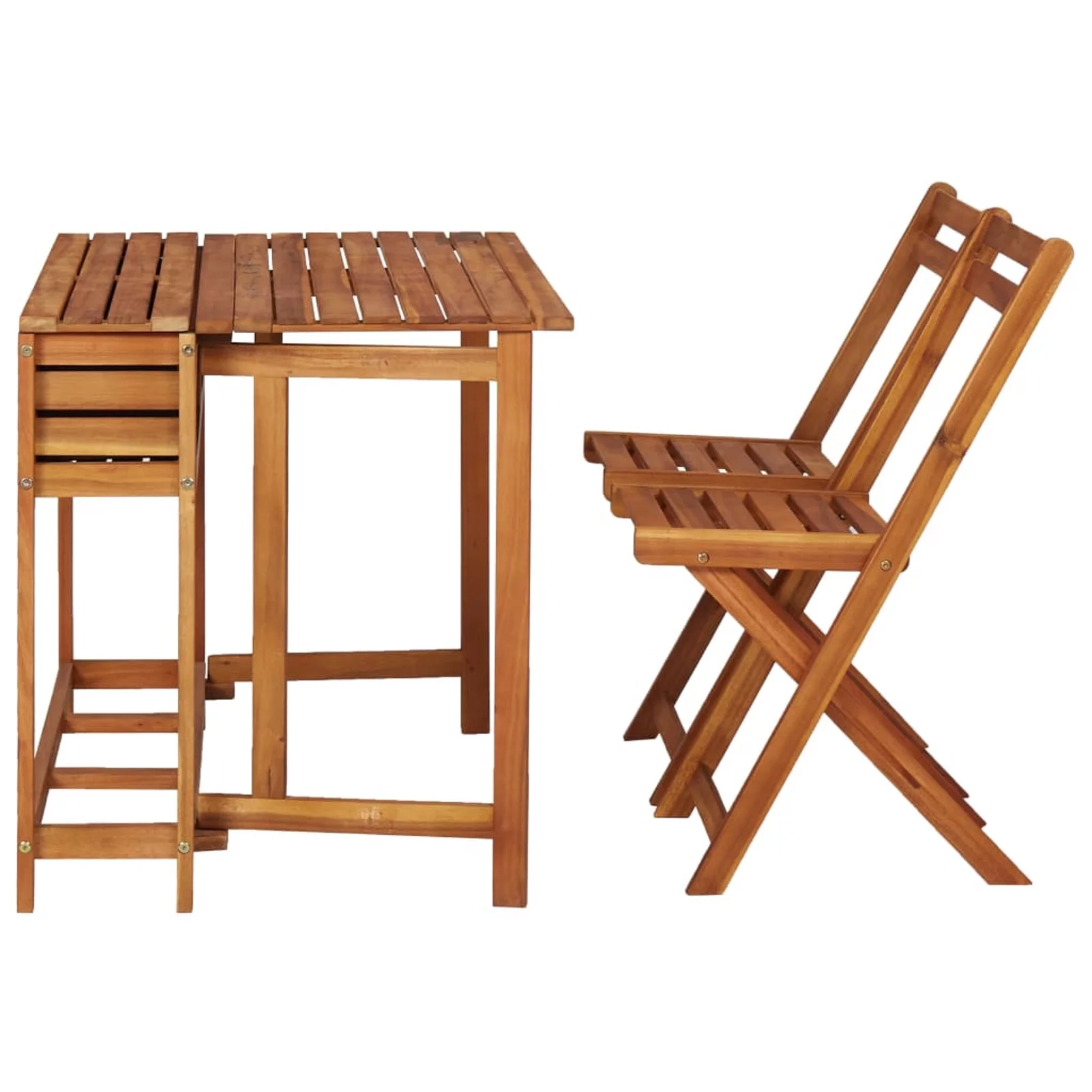 Andoer Balcony Planter Table with 2 Bistro Chairs Solid Acacia Wood