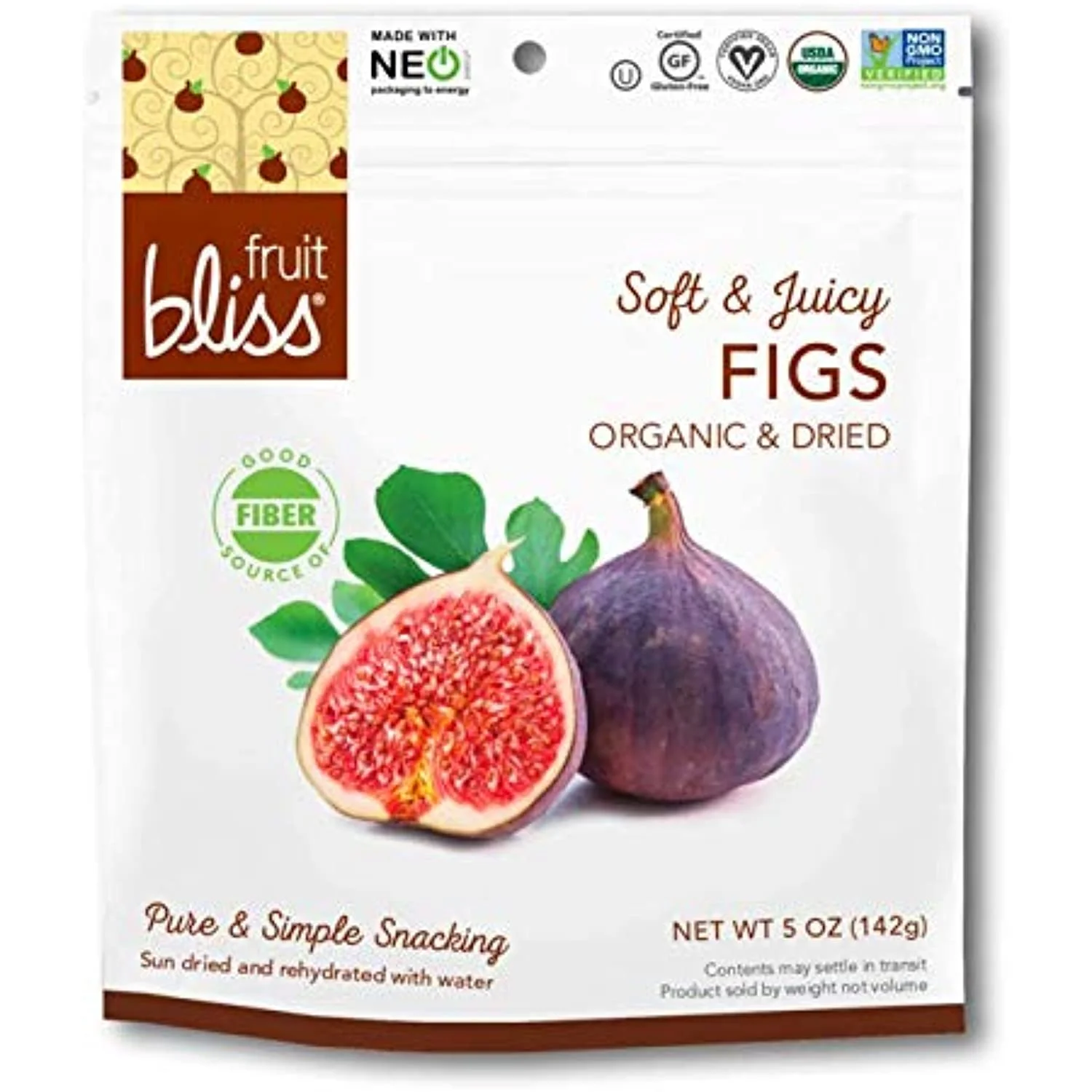 Organic Turkish Figs Dried Fruit Snacks, Sweet, Soft & Juicy Sun-Dried Figs – Healthy Snacks For On The Go – Organic Figs Treats Are Non-Gmo, Gluten-Free, Vegan Fig Snacks (3 Pack - 5 Oz. Each)