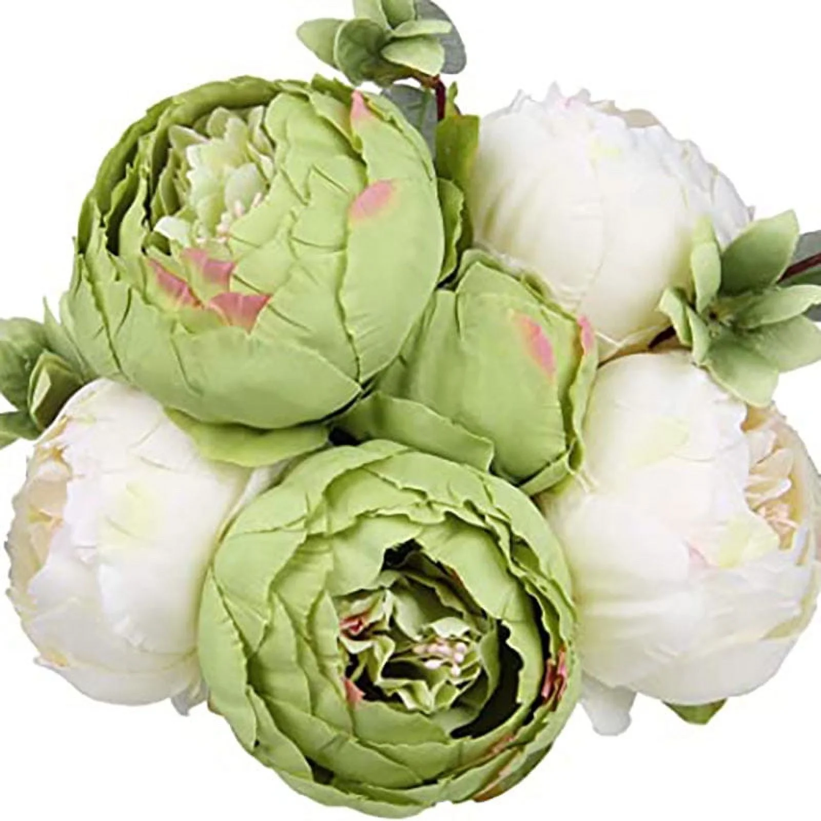 Nvzi -b Fake Flowers Vintage Artificial Peonies Silk Flowers Wedding Home Decor, 1 Pack (Green)