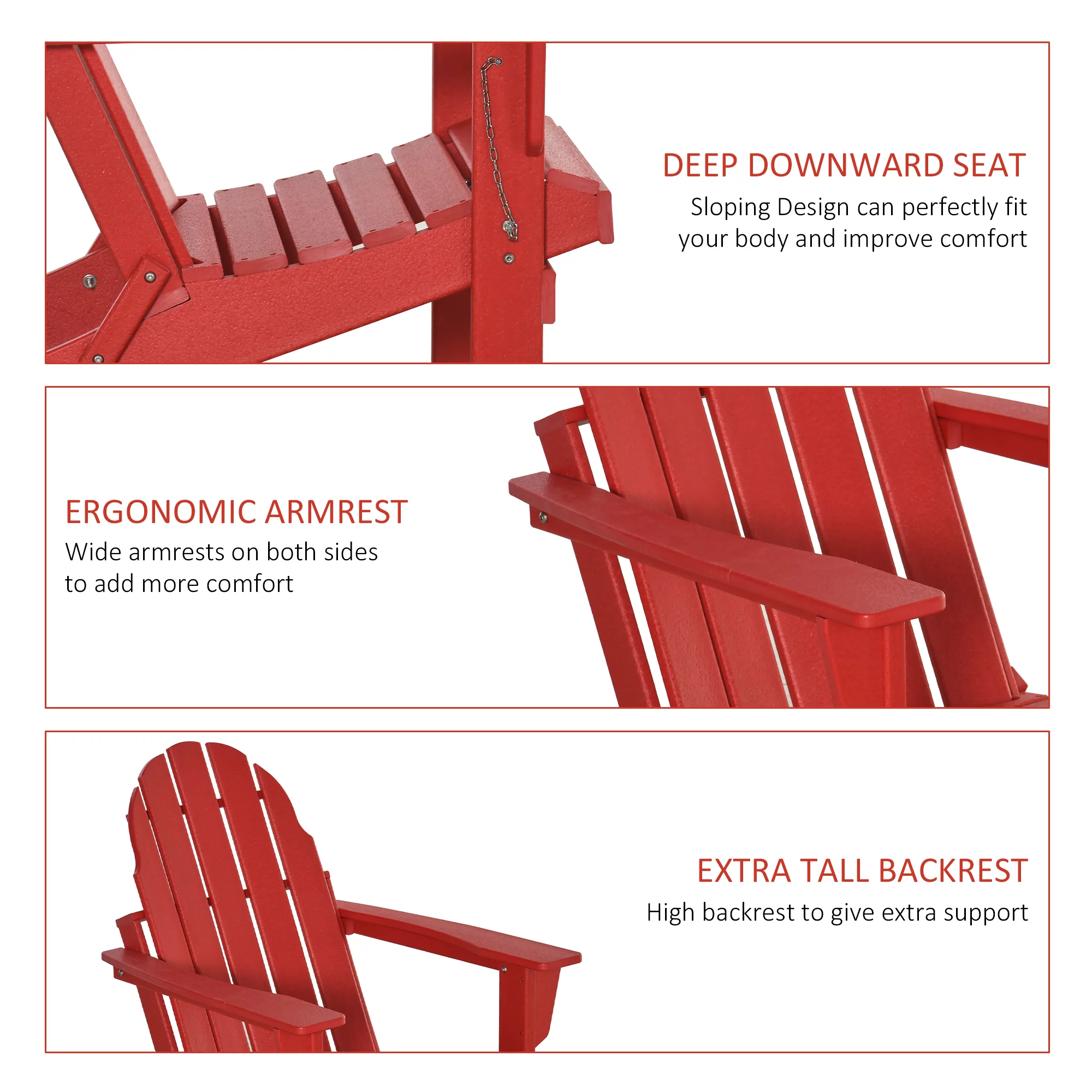 Outside Patio & Backyard Lounge Folding Adirondack Chair Ergonomic Design