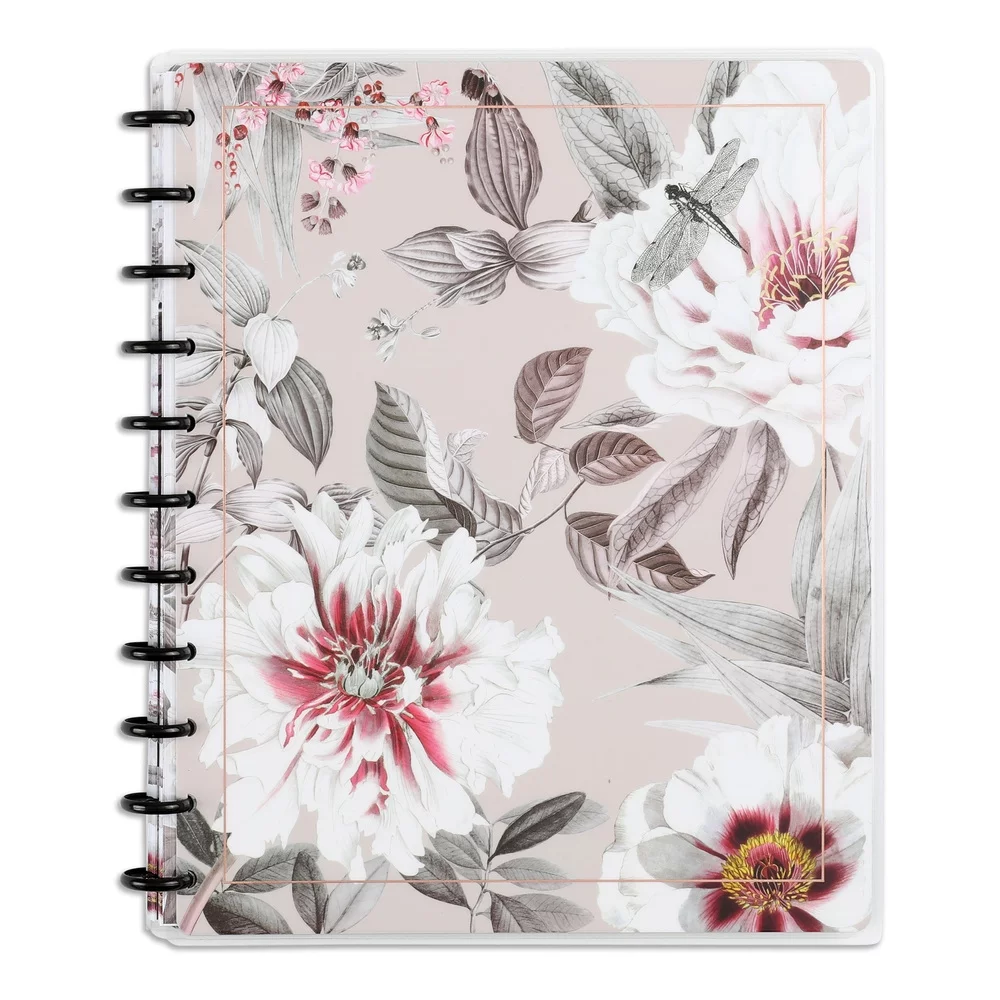 Happy Planner 60 Page Dot Lined Notebook with 3 Dividers, La Fleur Theme, Big Sized 8.5