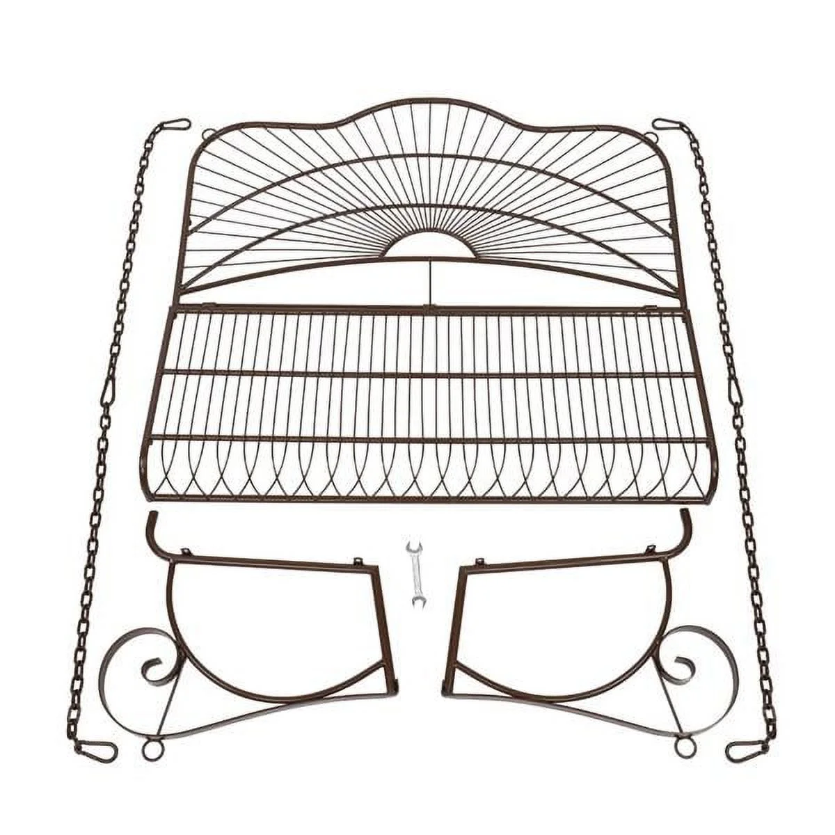 Outdoor Garden Iron Wire Double Swing Chair Dark Brown（Swing frames not included）