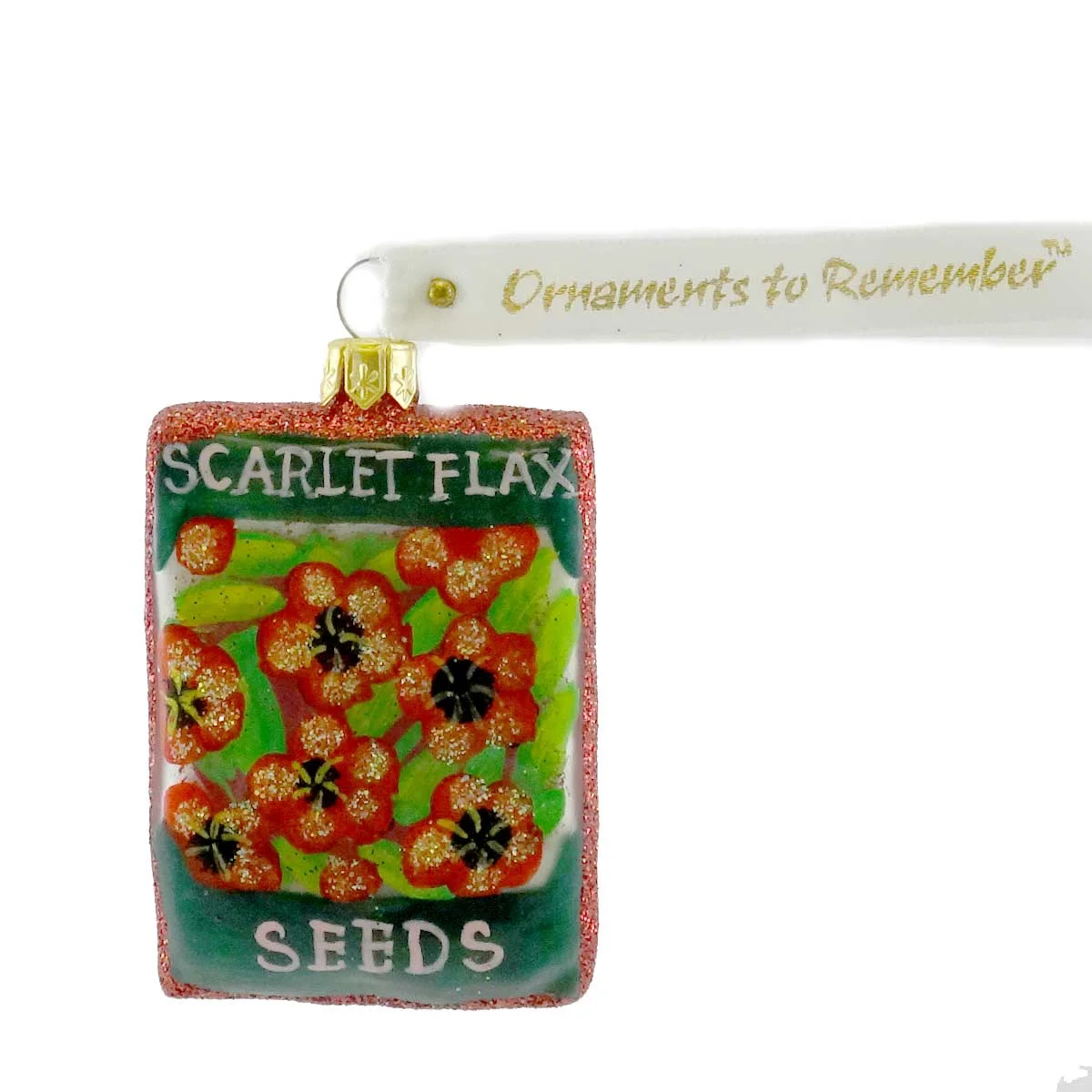 Ornaments To Remember SCARLET FLAX SEED PACKET Glass Garden Flower 15R2SCA005