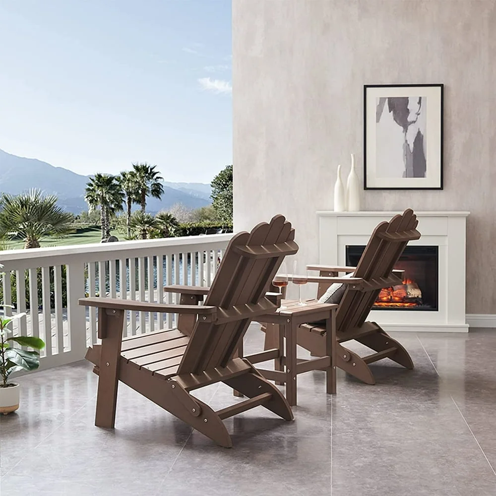 NEWCE Adirondack Chair  Patio Adirondack Chair Weather Resistant  Fire Pit Chair with 350 lbs Support  Brown