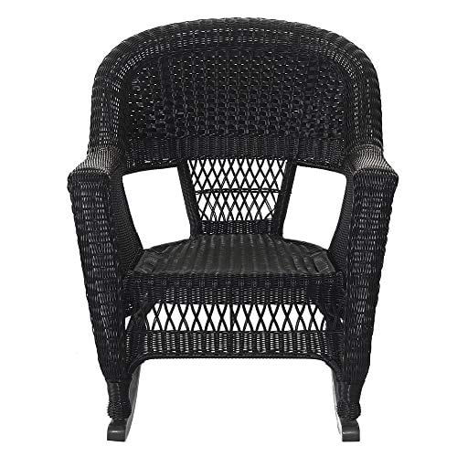 Jeco W00207R-D-2 Black Rocker Wicker Chair - Set 2