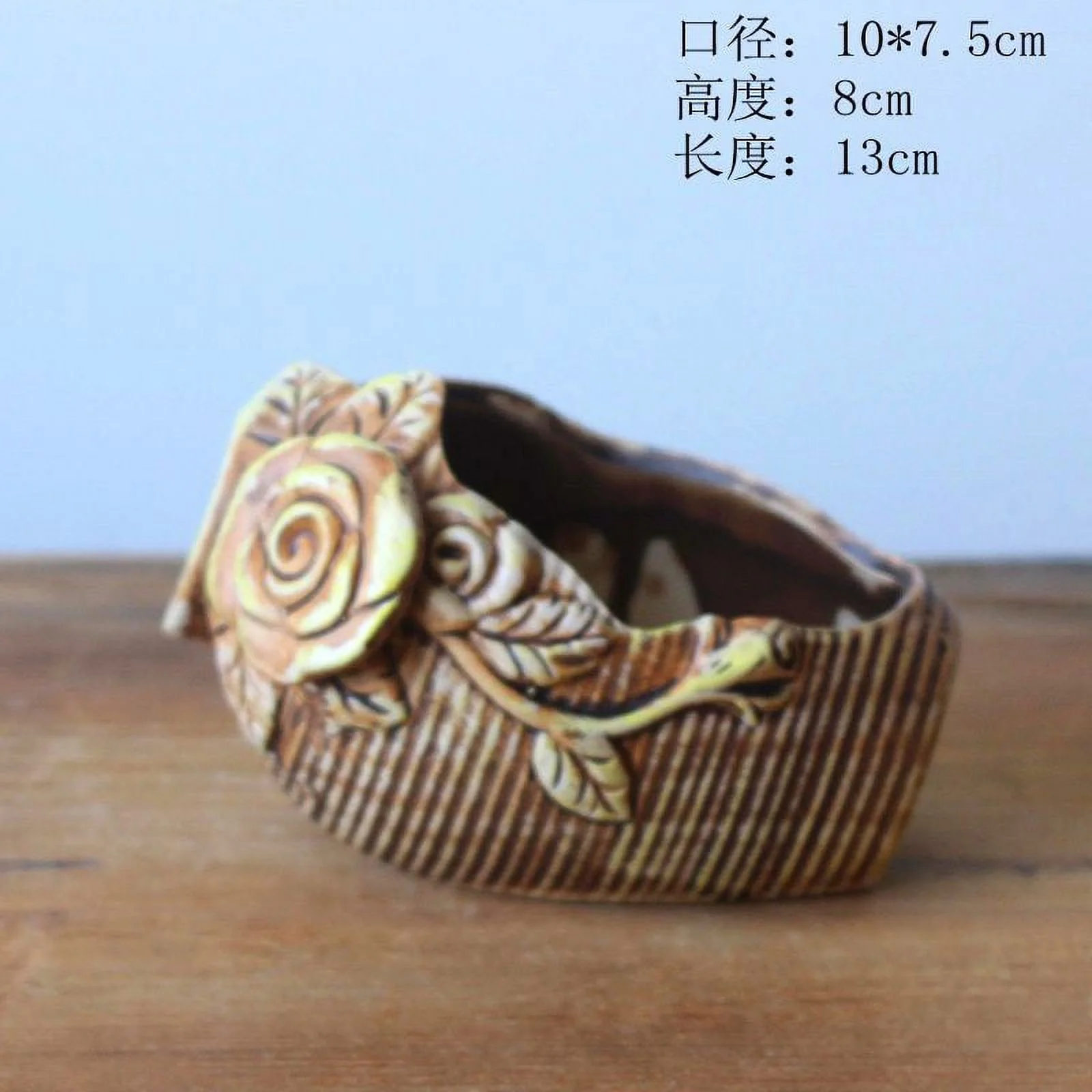 Hand-painted Ceramic Succulent Flower Pot - Desktop Planter