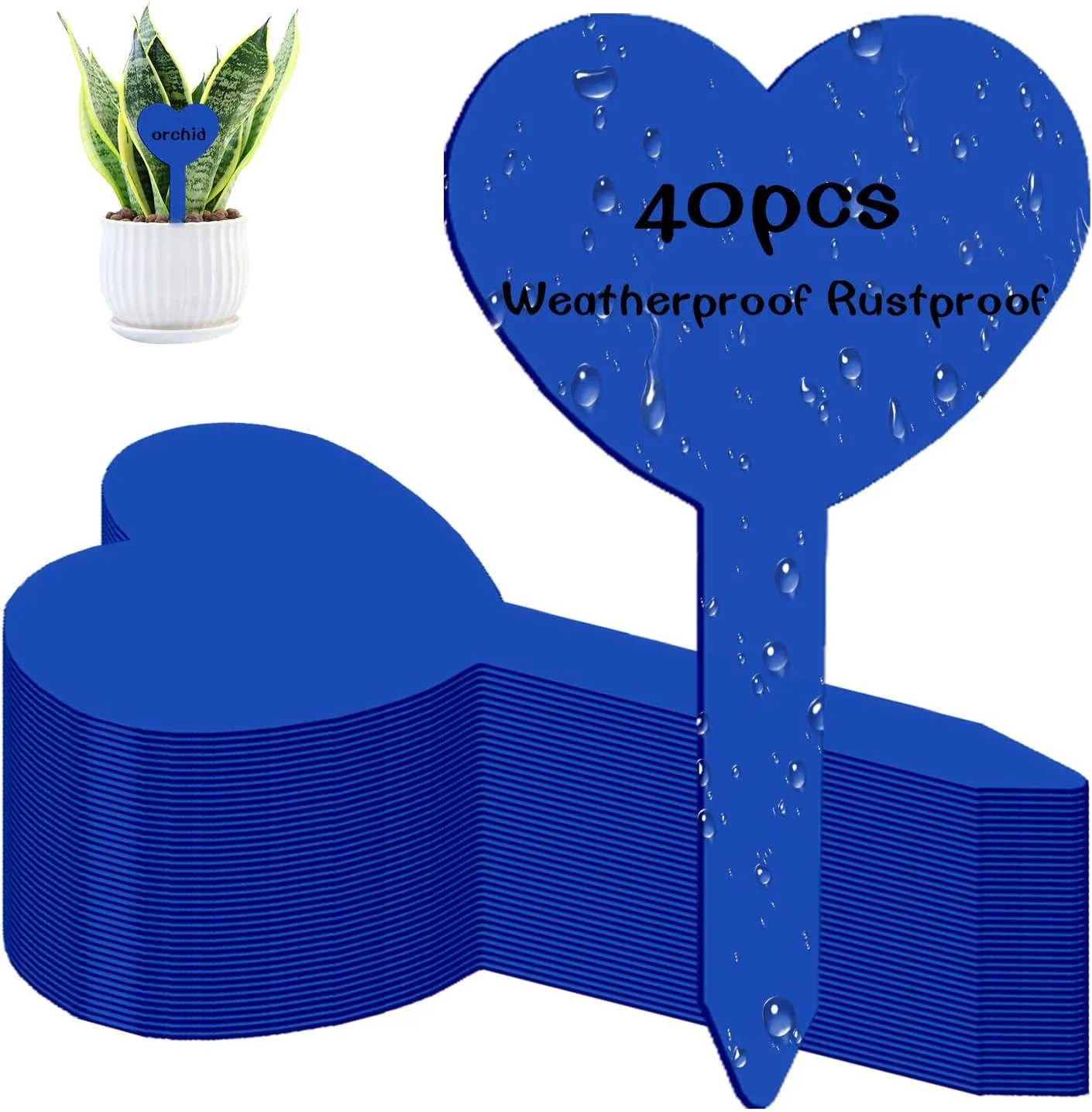 40Pcs Heart Shape Plant Labels Garden Thickened Pot Markers Nursery Flower Herb Tags Plastic Waterproof Anti-UV Sign Stakes