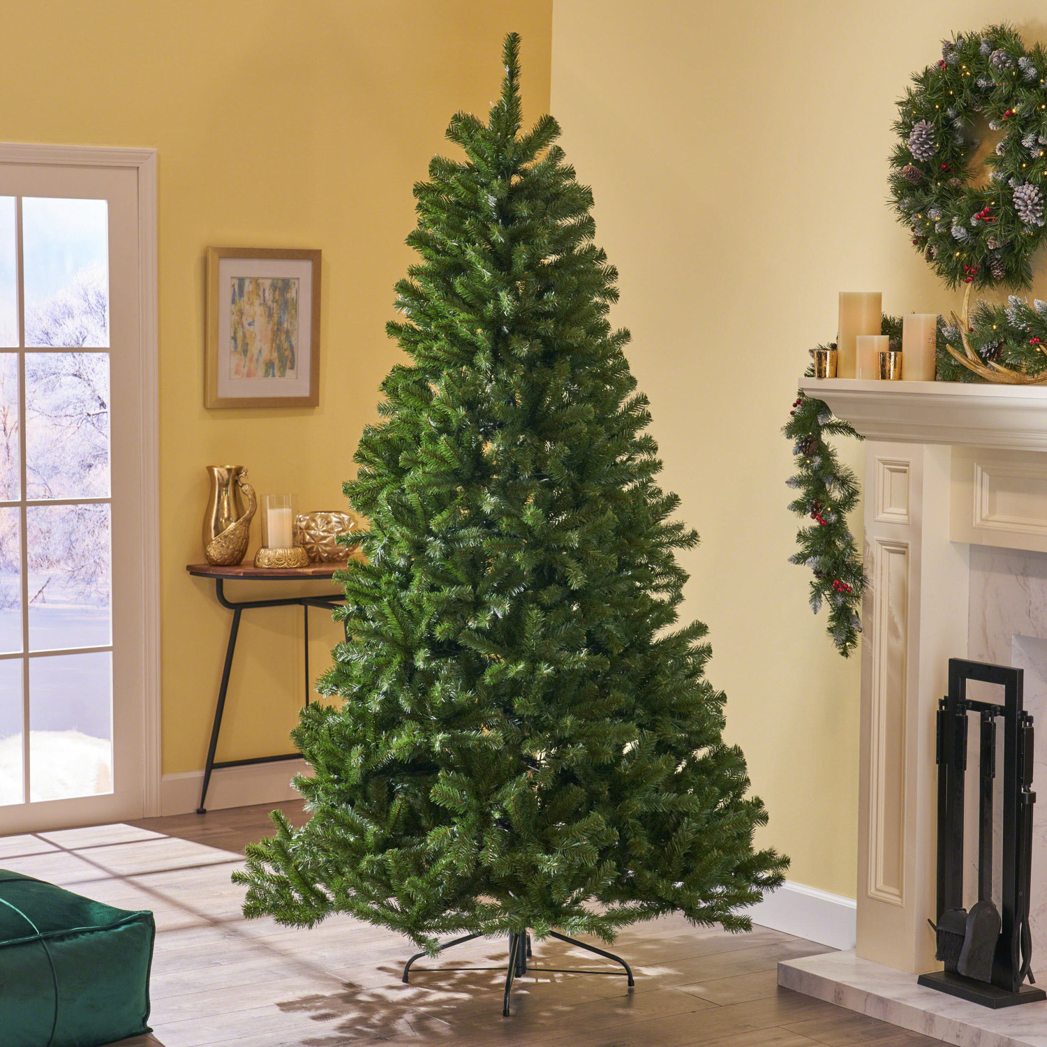Noble and Elegant 48-inch Hinged Artificial Christmas Tree boasting Full Branches and a Sparkling Diamond-Shaped Design