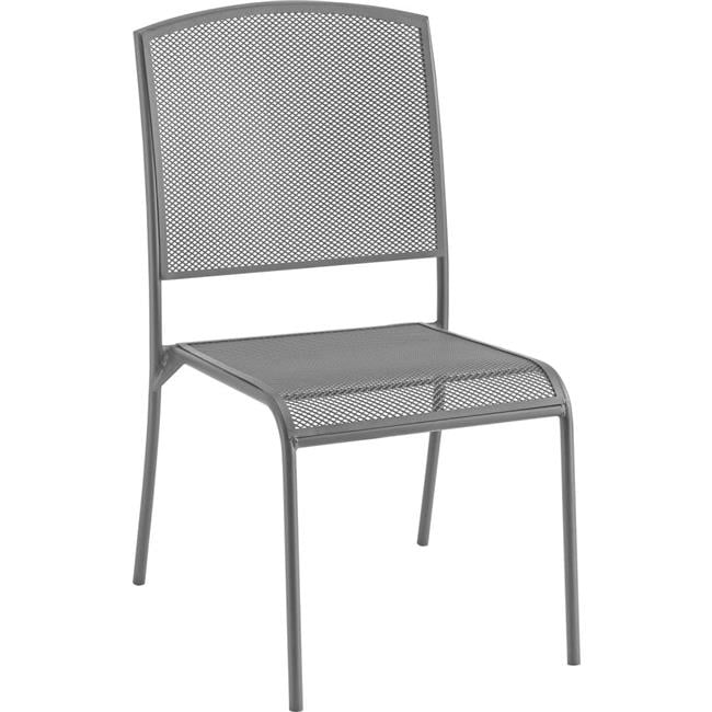 Global Industrial 262086GY Outdoor Caf Armless Stacking Chair Steel Mesh, Gray - Pack of 4