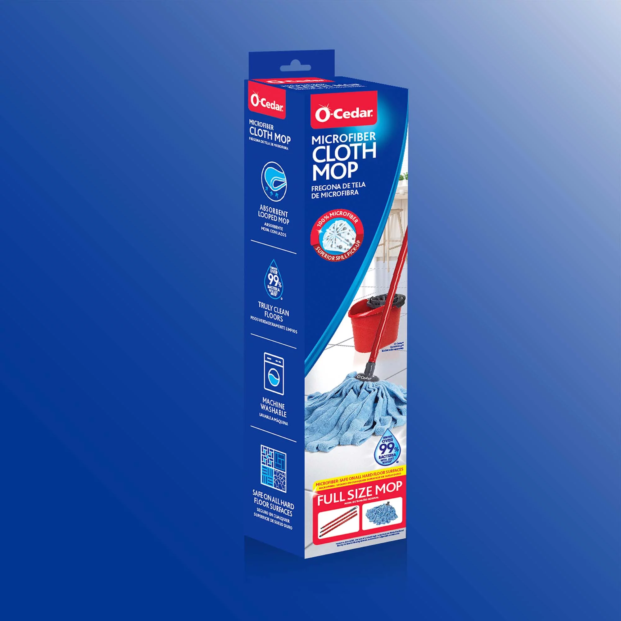 O-Cedar Microfiber Cloth Mop, Removes 99% of Bacteria with Just Water