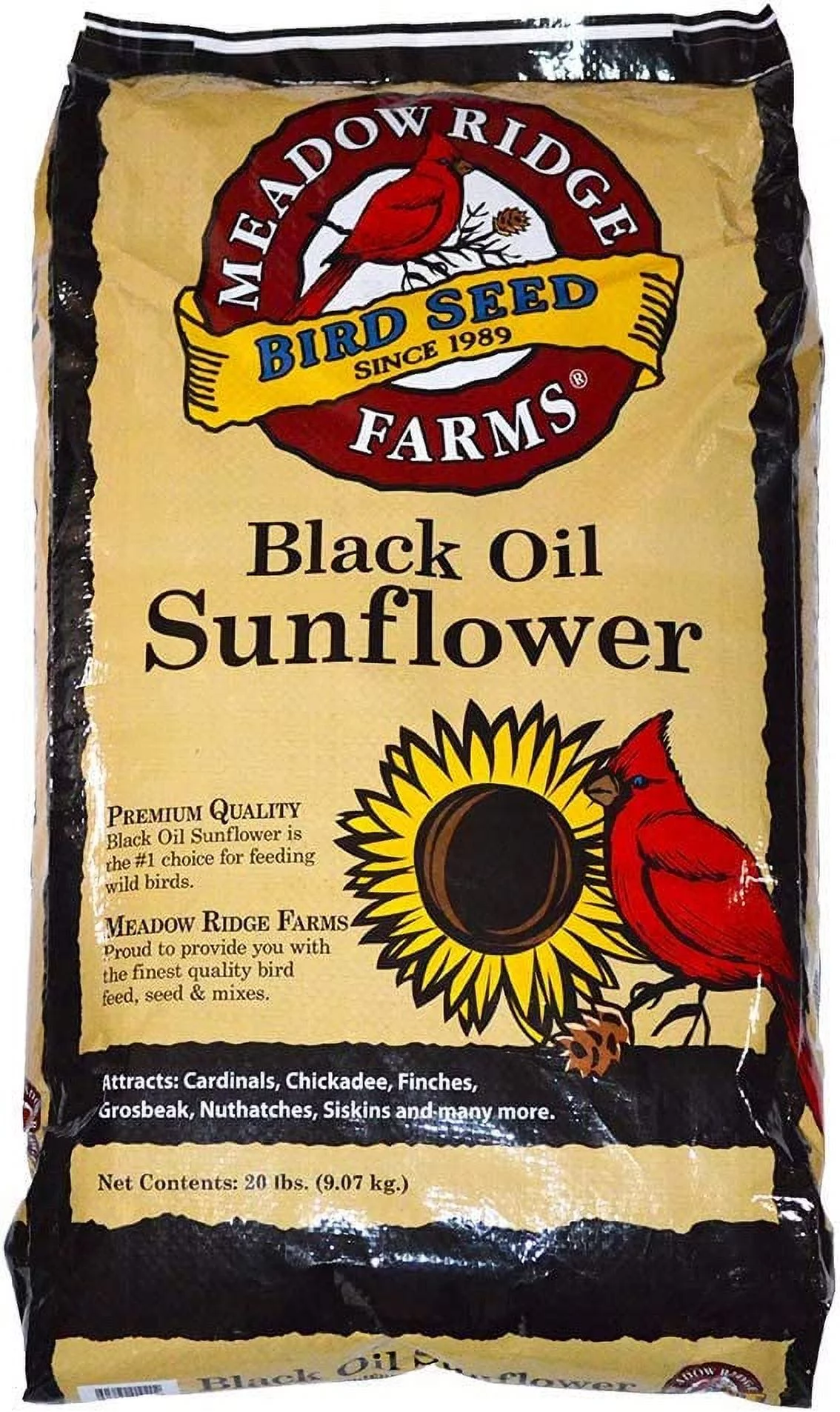 Meadow Ridge Farms Black Oil Sunflower Bird Seed, 20-Pound Bag