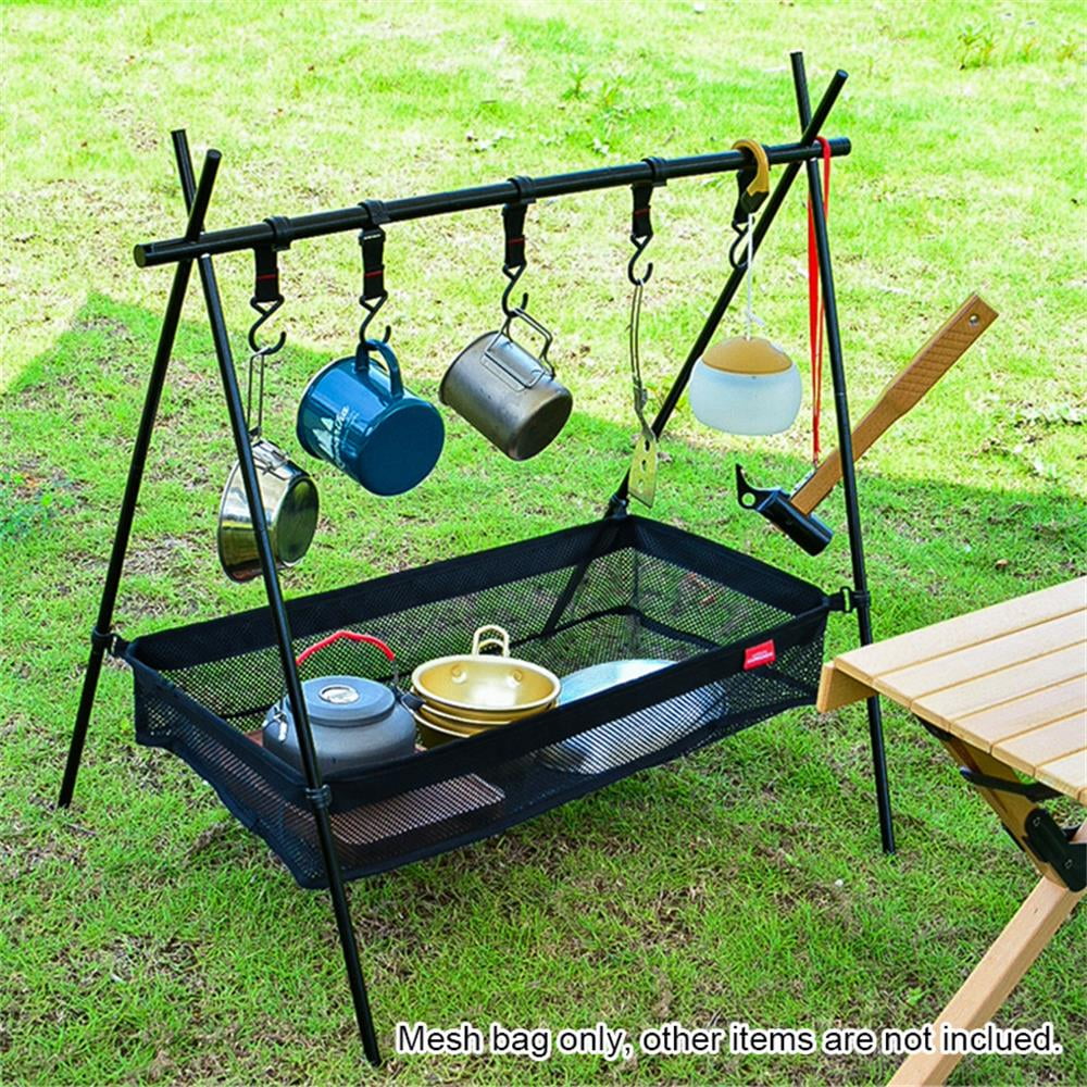 Picnic Under Table Storage Bag Desk Storage Box Tripod Mesh Basket Organizer for Camping Table Tripod Rack