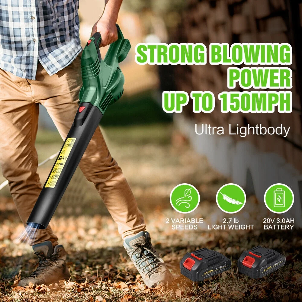 JLLOM Rechargeable Leaf Blower - 20V Handheld Blower for Lawn Care and Outdoor Cleaning