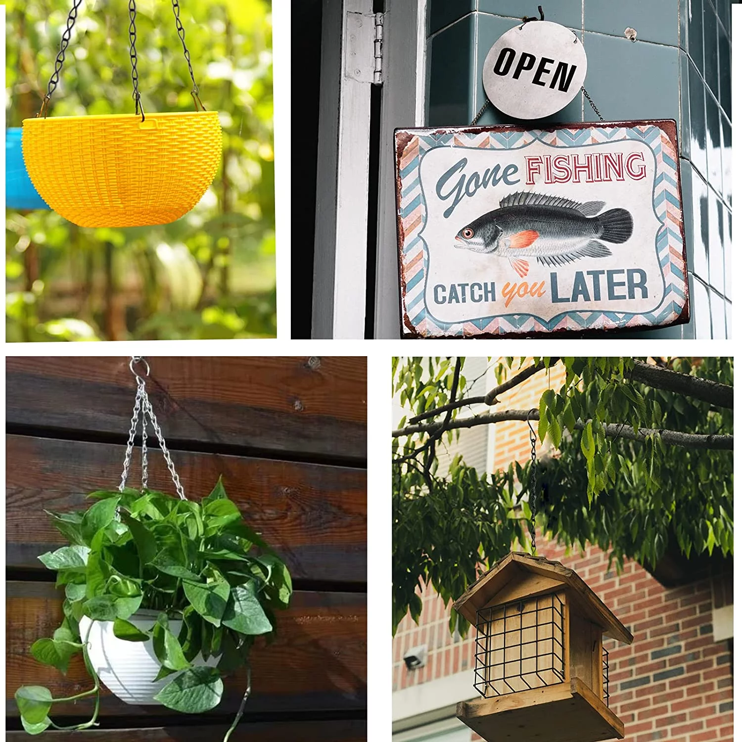 Hanging Chains, 5 Pcs 19.7 Inch Garden Plant Hanger Chains for Hanging Baskets, Plants, Bird Feeders, Billboards, Lanterns, Wind Chimes, and Decorative Ornaments Etc, Outdoor/Indoor (Silver)