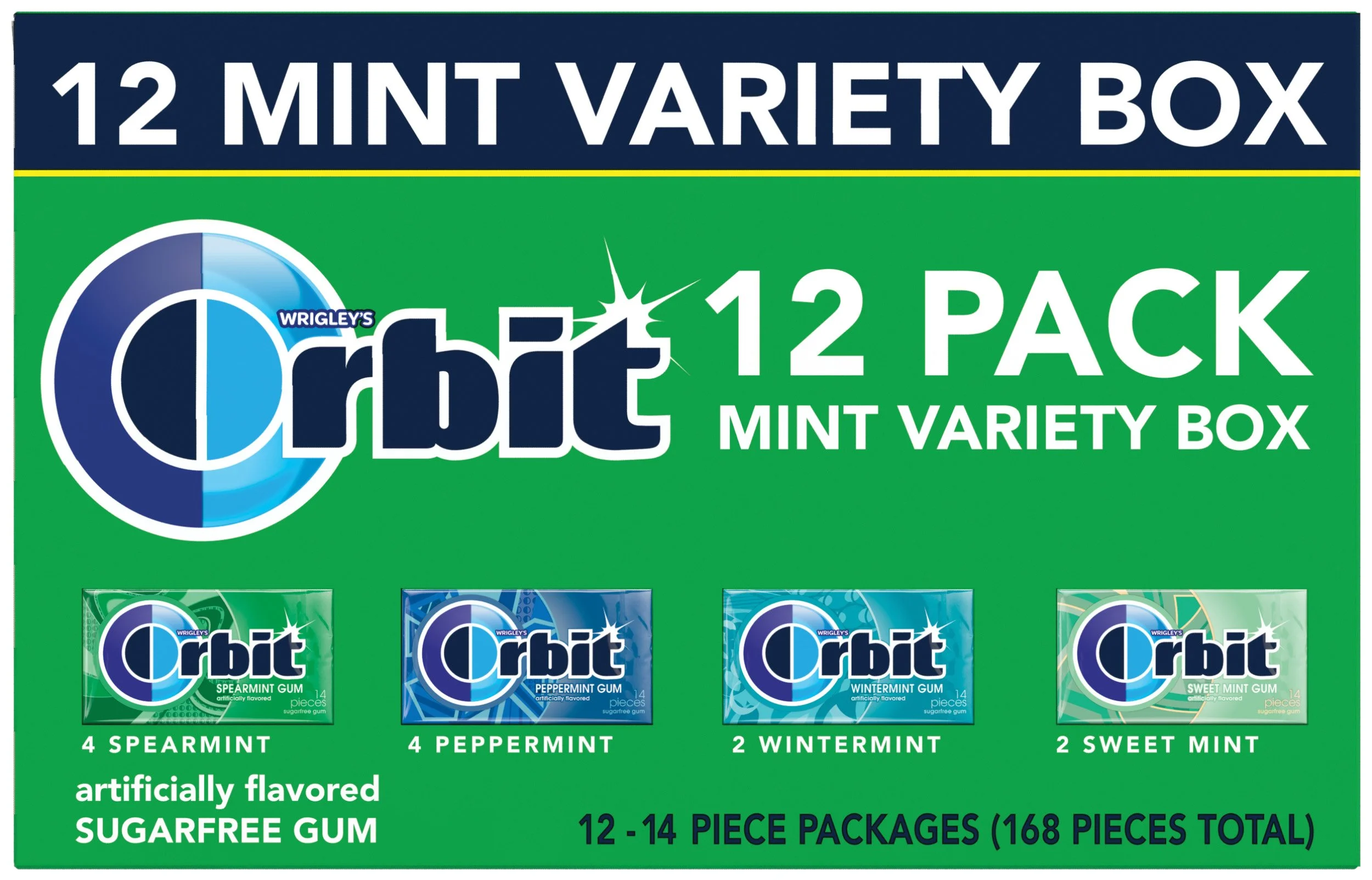 Orbit Sugar-Free Mint Variety Pack, 14 Pieces, 3 Count
