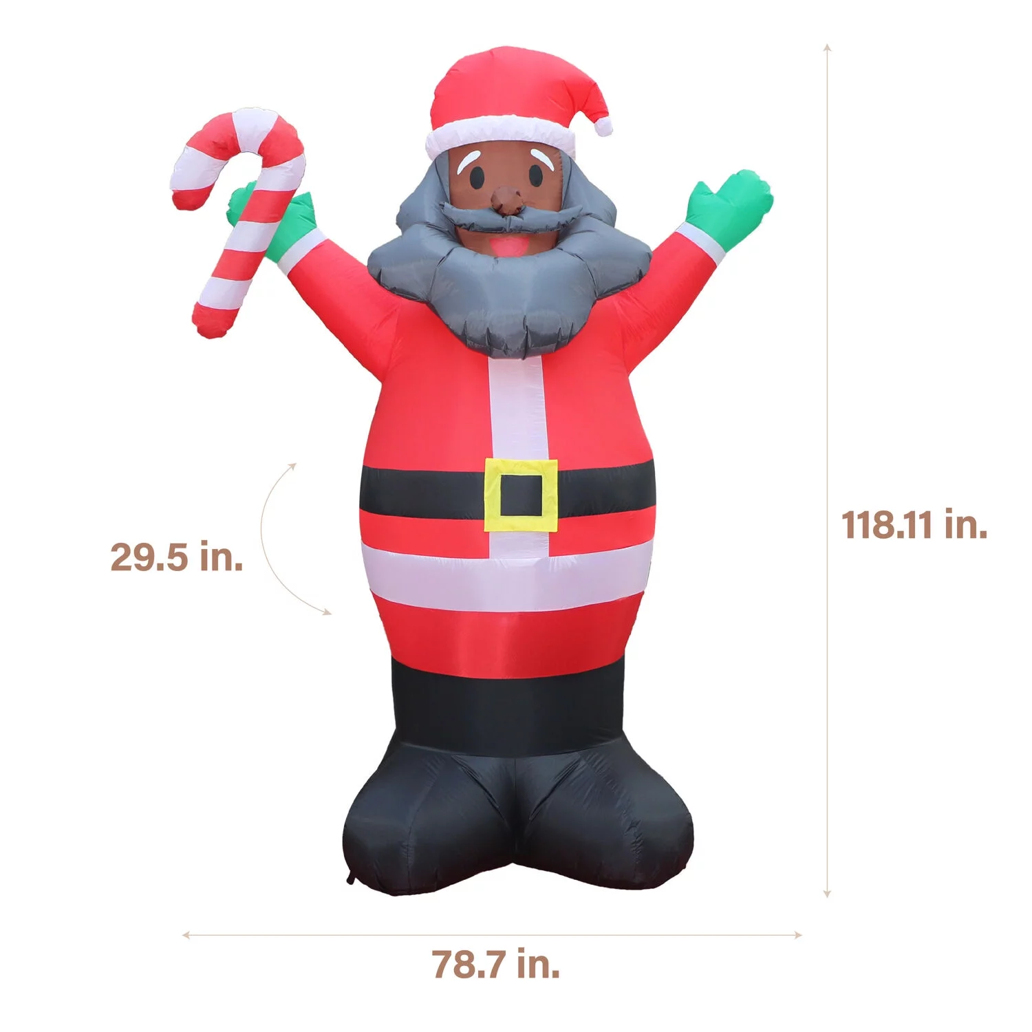 Fraser Hill Farm 10ft Inflatable AA Santa Holding Candy Cane w/ Lights