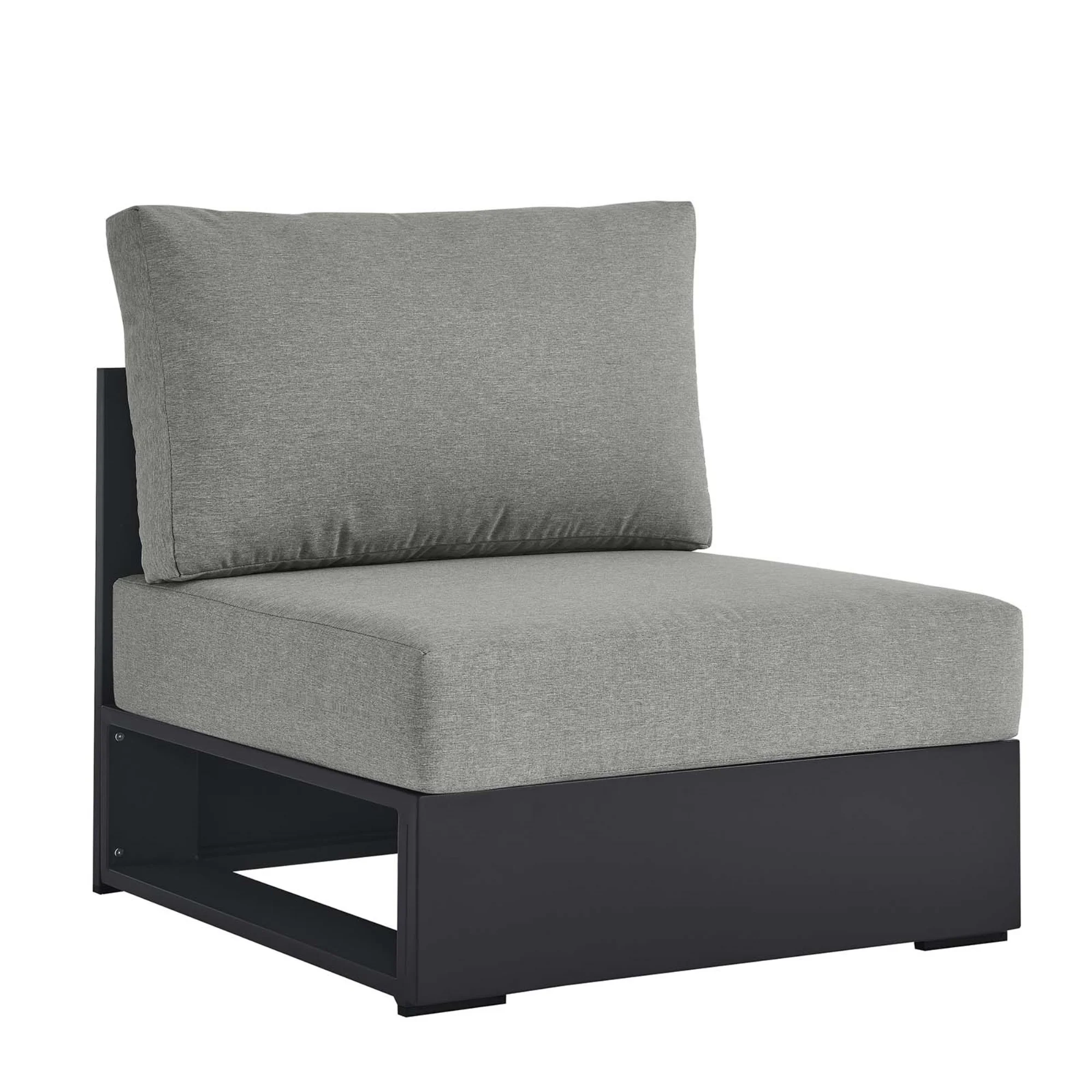 Modway Tahoe Outdoor Patio Powder-Coated Aluminum Modular Armless Chair in Gray Gray